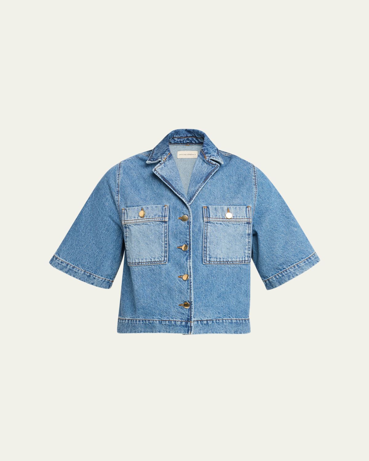 Officine Generale Enna Wash Cotton Denim Shirt