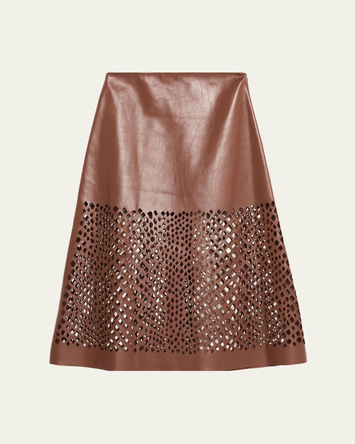 TWP The A-Line Leather Skirt with Laser Cutouts