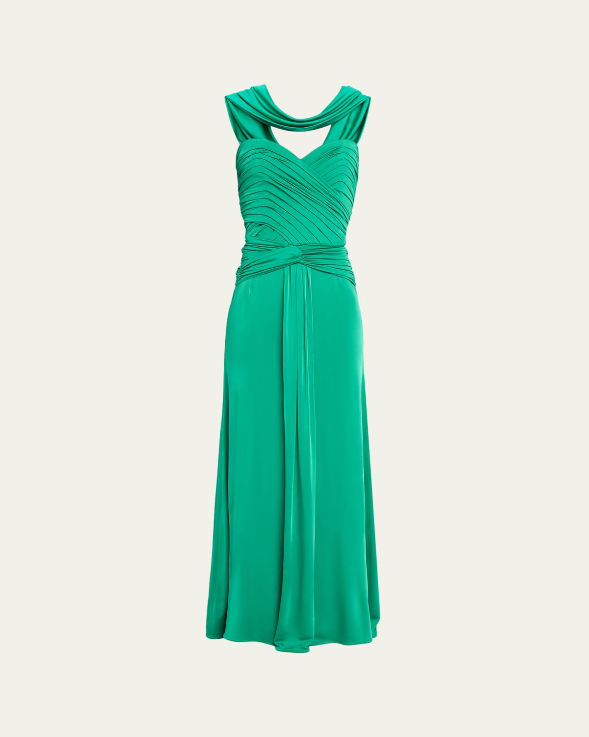 The New Arrivals by Ilkyaz Ozel Amanda Sculpted Jersey Column Gown | Thumbnail 6