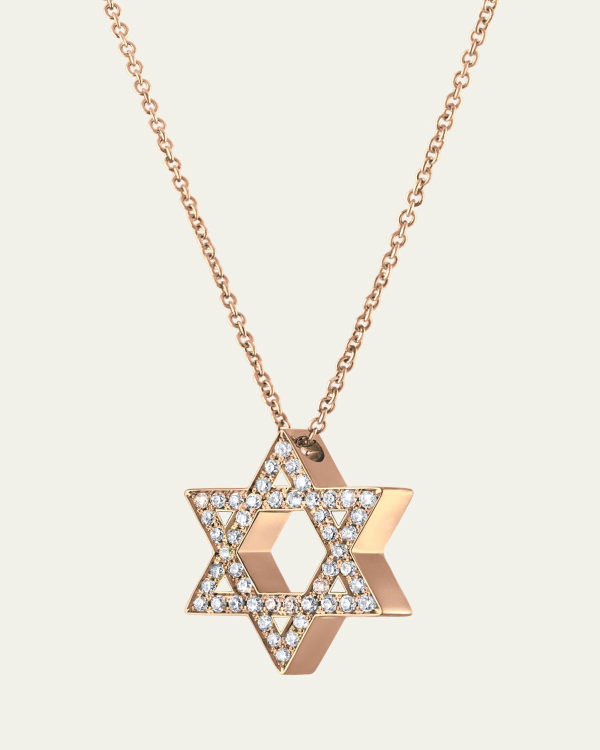 Procaccia Jewelry 18K Rose Gold Large Star of David Pave Diamond Necklace