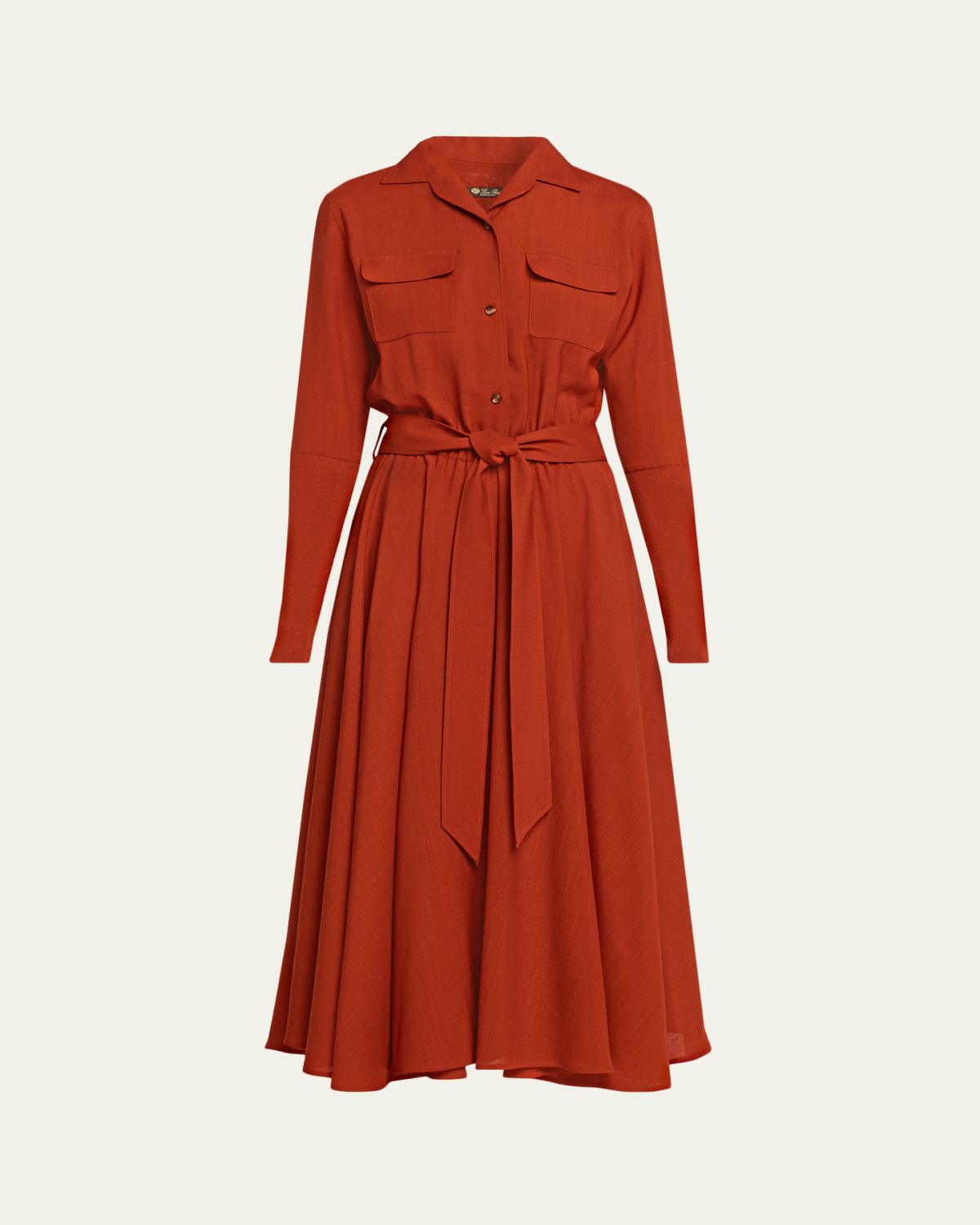 Loro Piana Verlaine Buttoned Wool Flared Dress