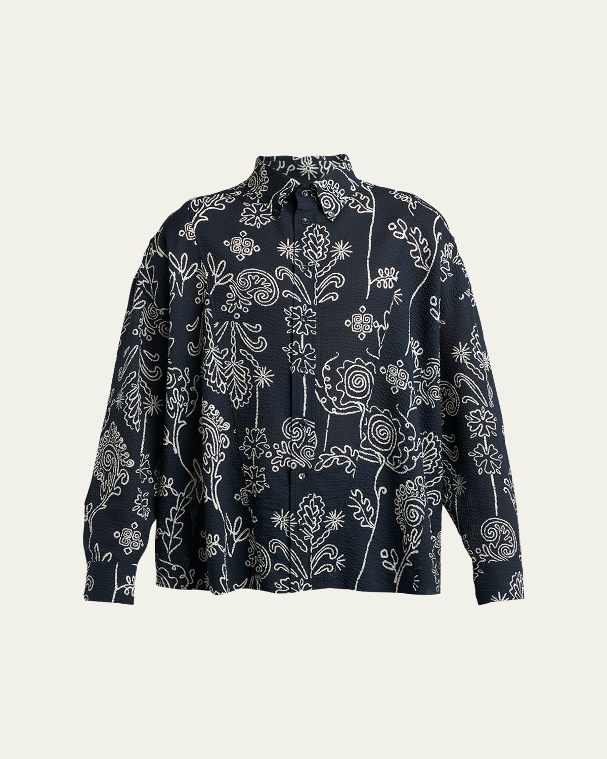 Giorgio Armani Men 's Textured Cotton Linework Button-Down Shirt