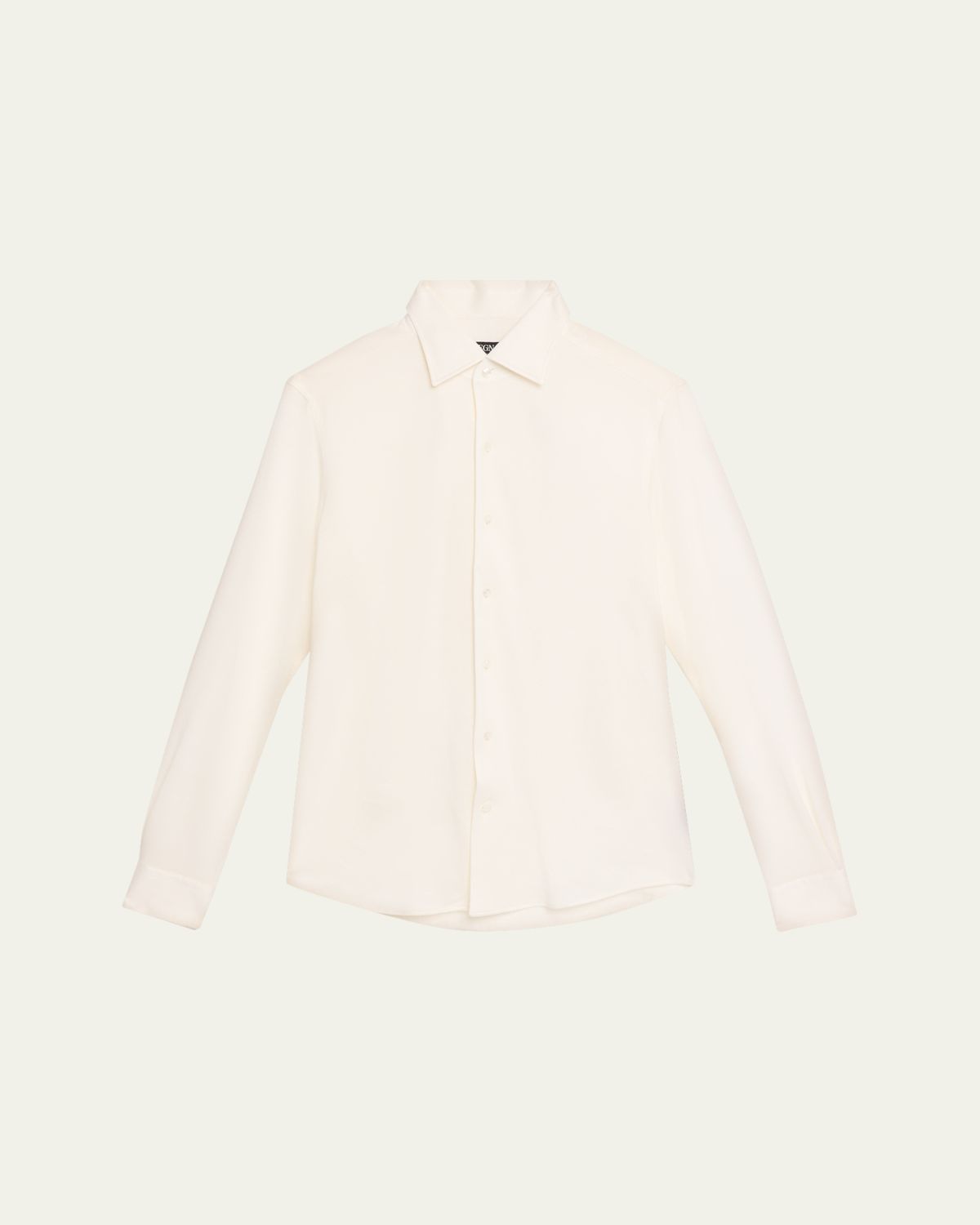 ZEGNA Men's Silk, Linen, and Cotton Melange Long-Sleeve Shirt