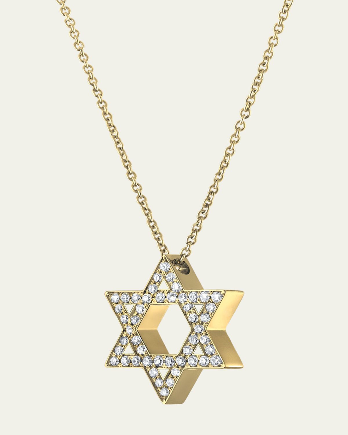 Procaccia Jewelry 18K Yellow Gold Large Star of David Pave Diamond Necklace
