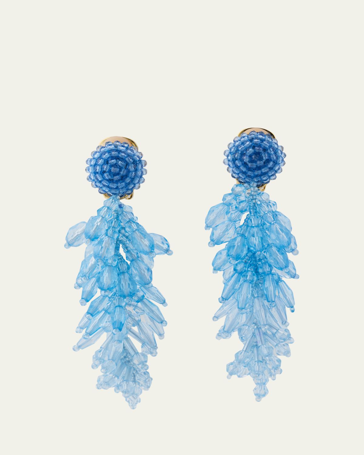 Oscar de la Renta Beaded Cascade Tassel Clip-On Earrings