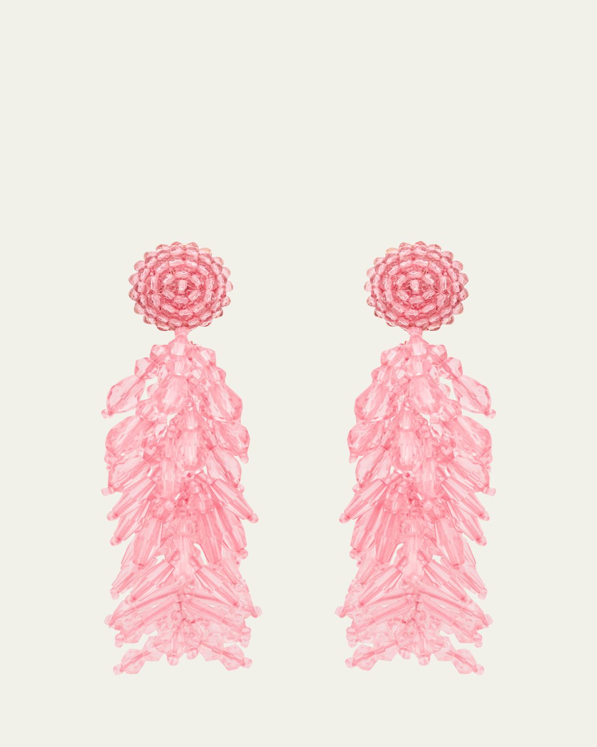 Oscar de la Renta Beaded Cascade Tassel Clip-On Earrings
