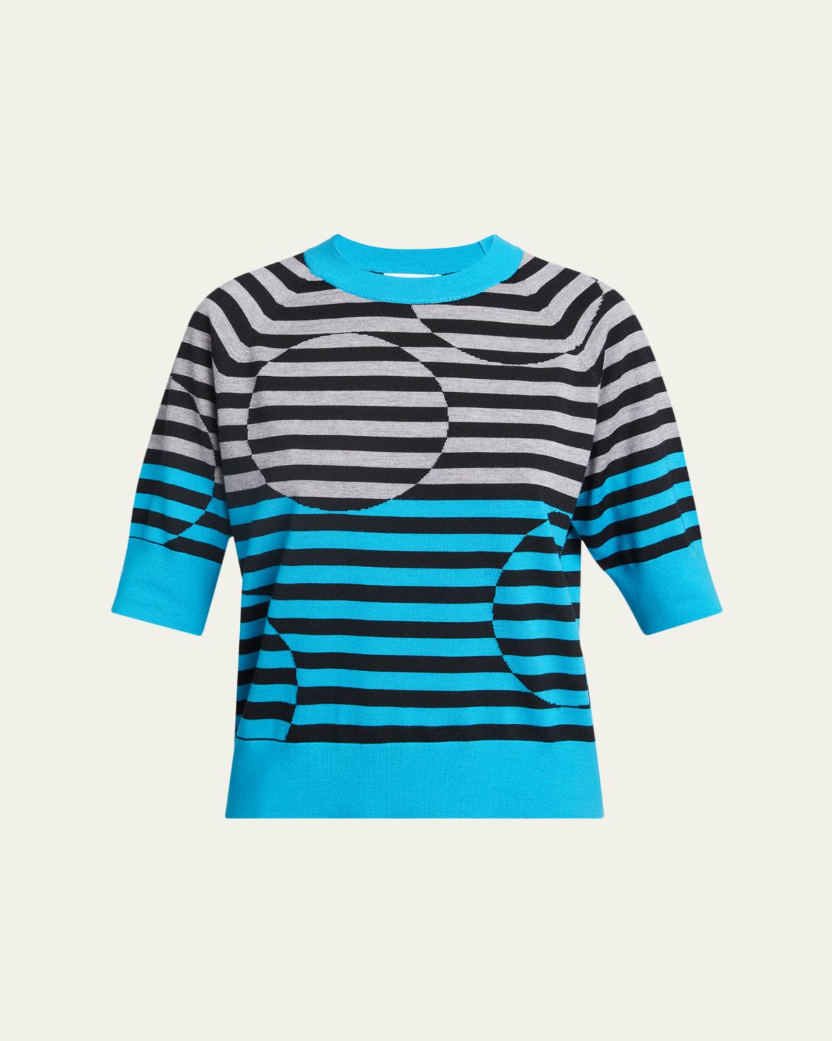 Dries Van Noten Tuan Short-Sleeve Striped Crewneck Sweater