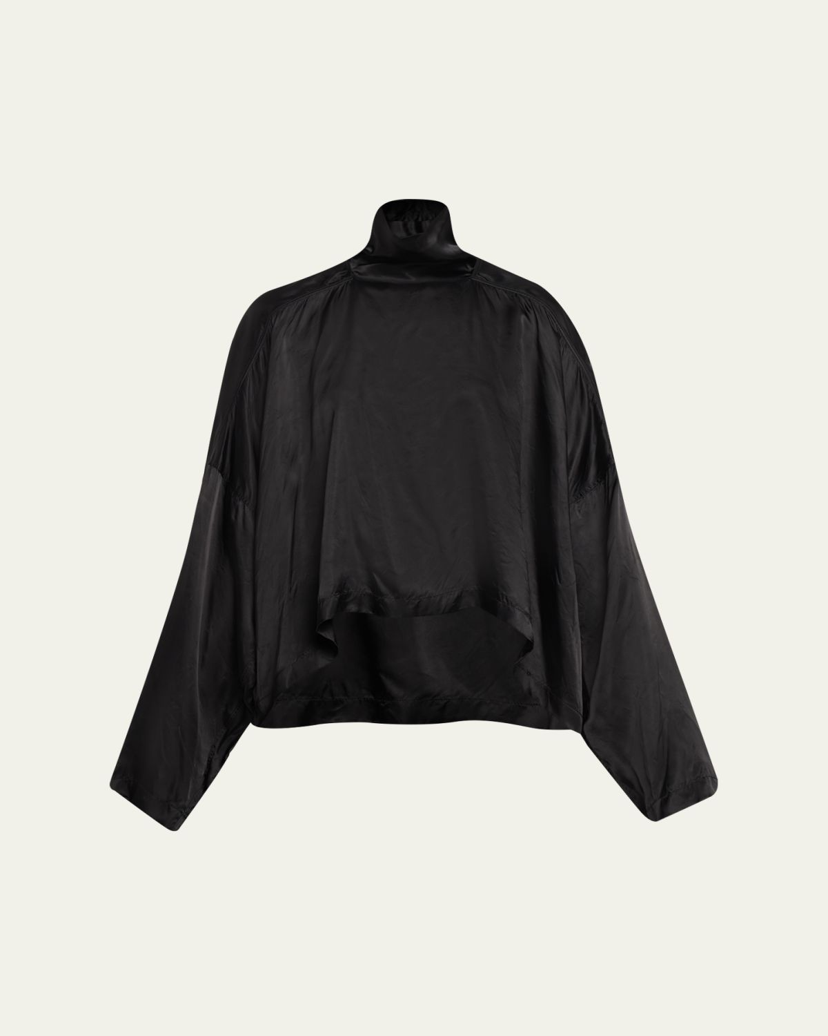 Rick Owens Jumbo Tabard Long-Sleeve Satin Crop Top