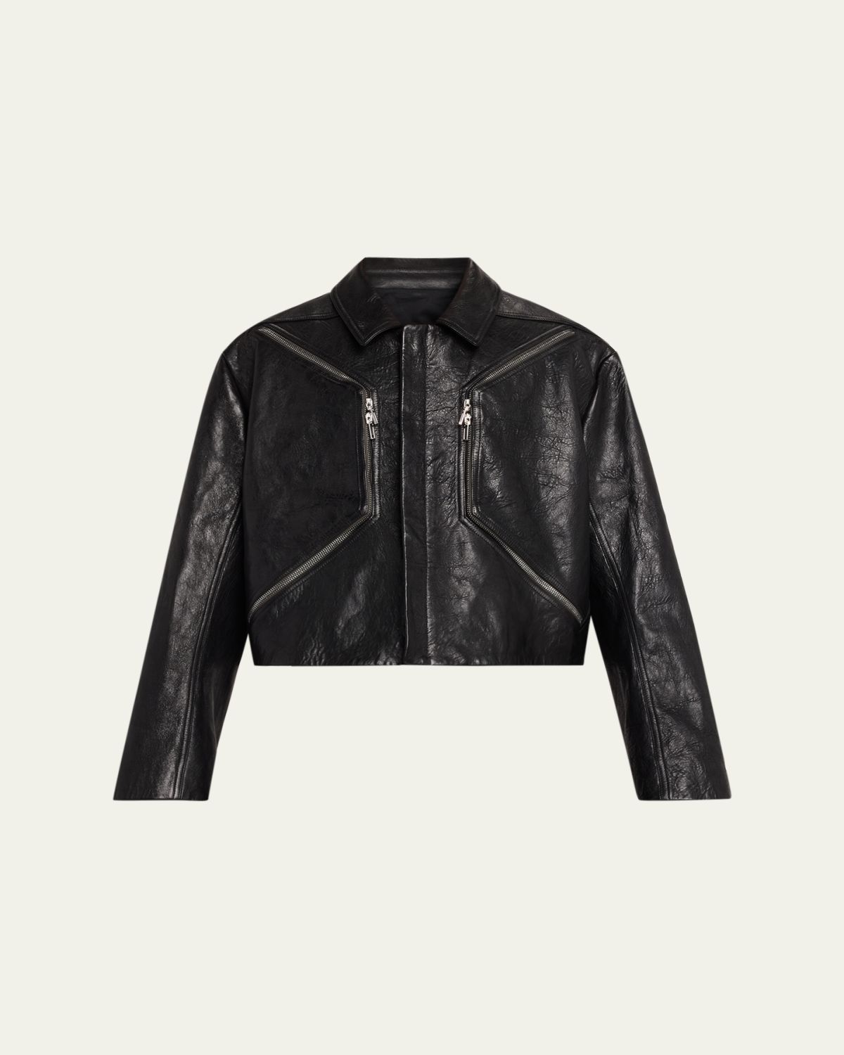 Rick Owens Men's Textured-Leather Biker Jacket