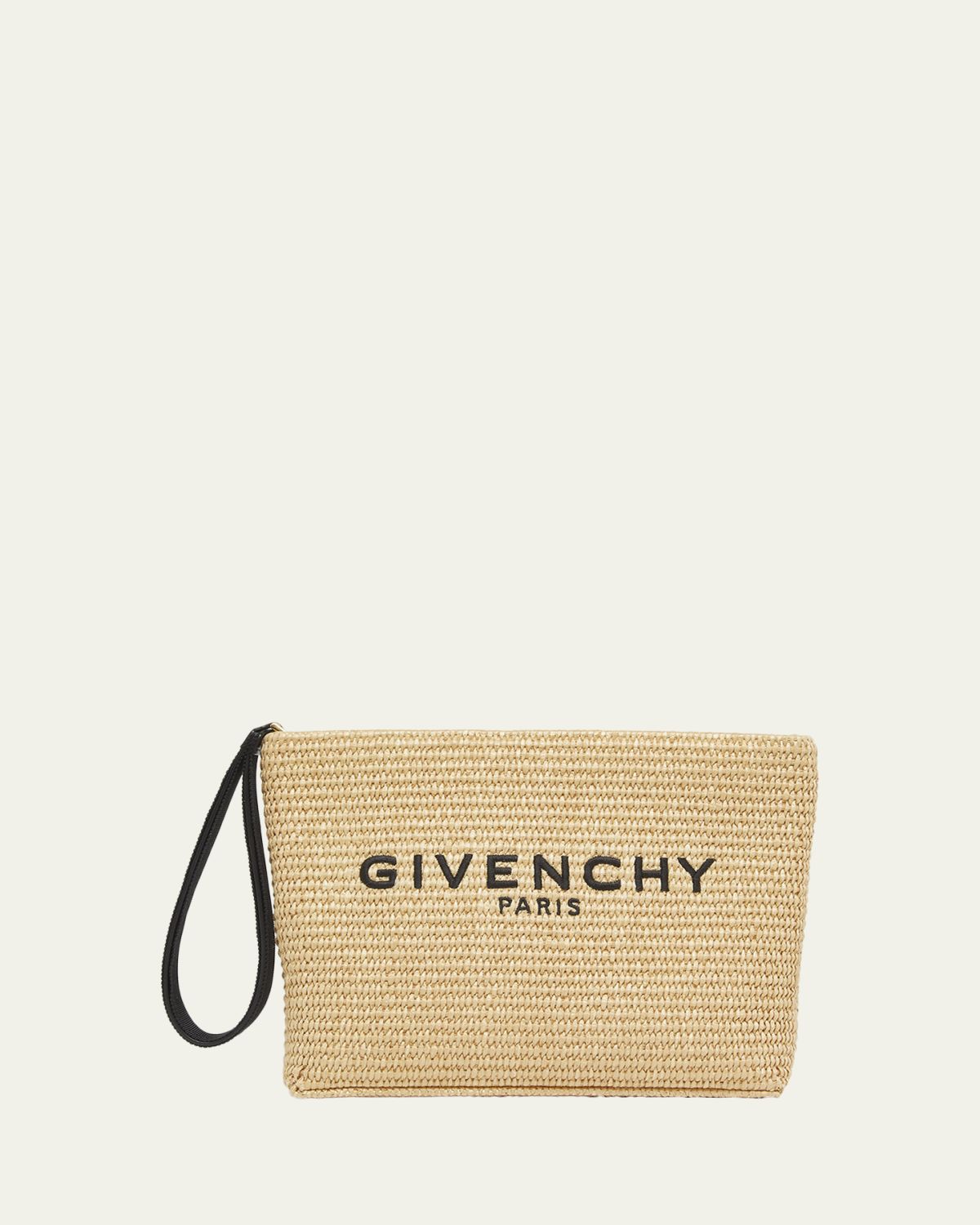 Givenchy Logo-Embroidered Pouch Bag in Faux Raffia