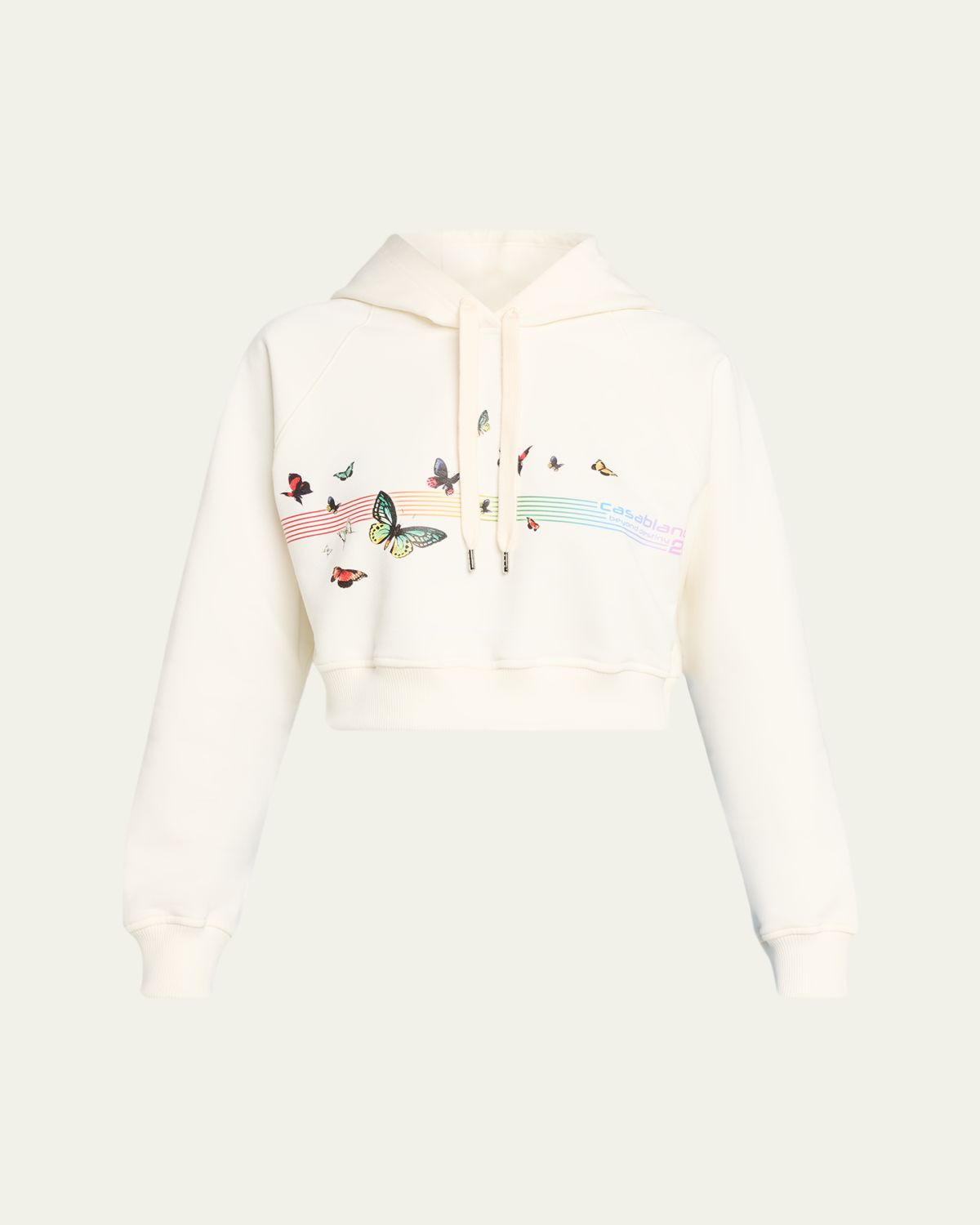 CASABLANCA Butterfly-Print Cropped Hoodie
