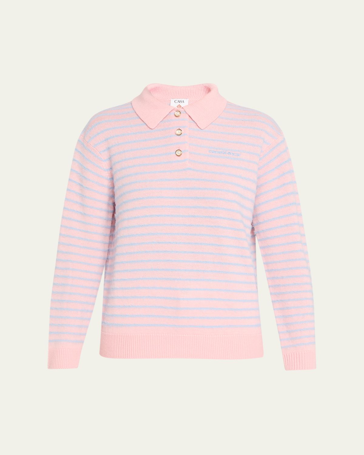 CASABLANCA Fuzzy Striped Wool Polo Sweater