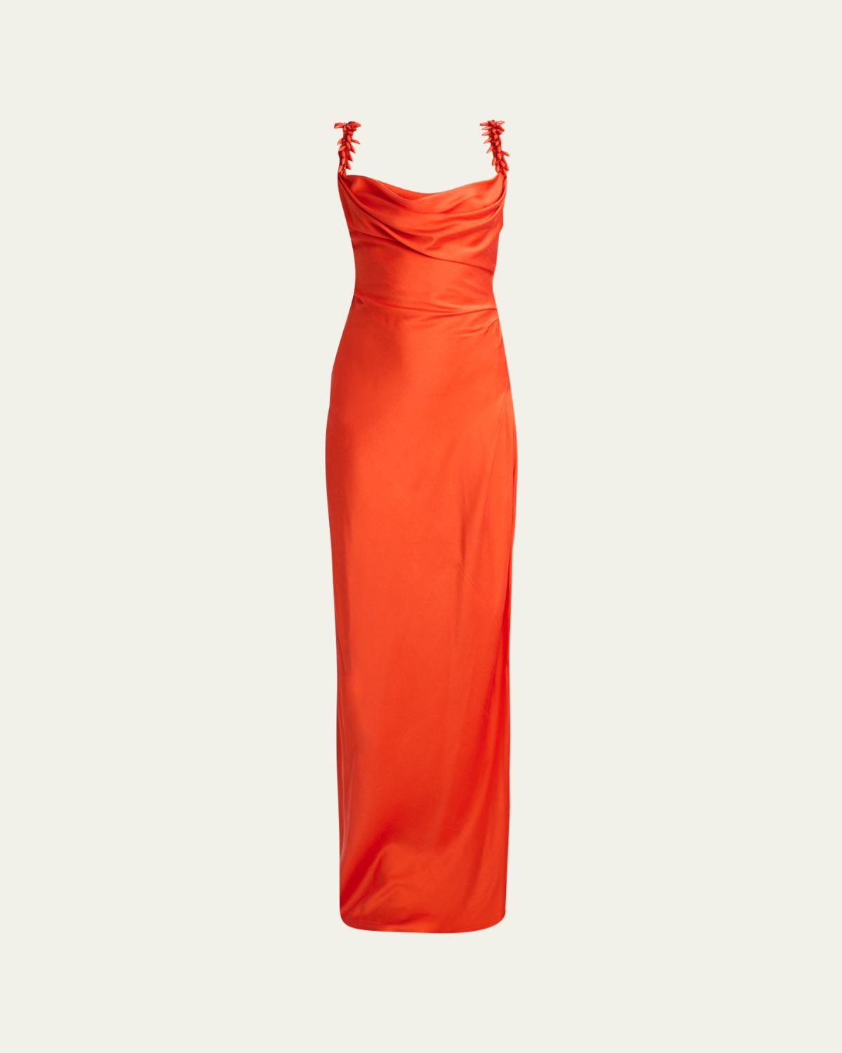 Balmain Embroidered Strap Silk Column Dress