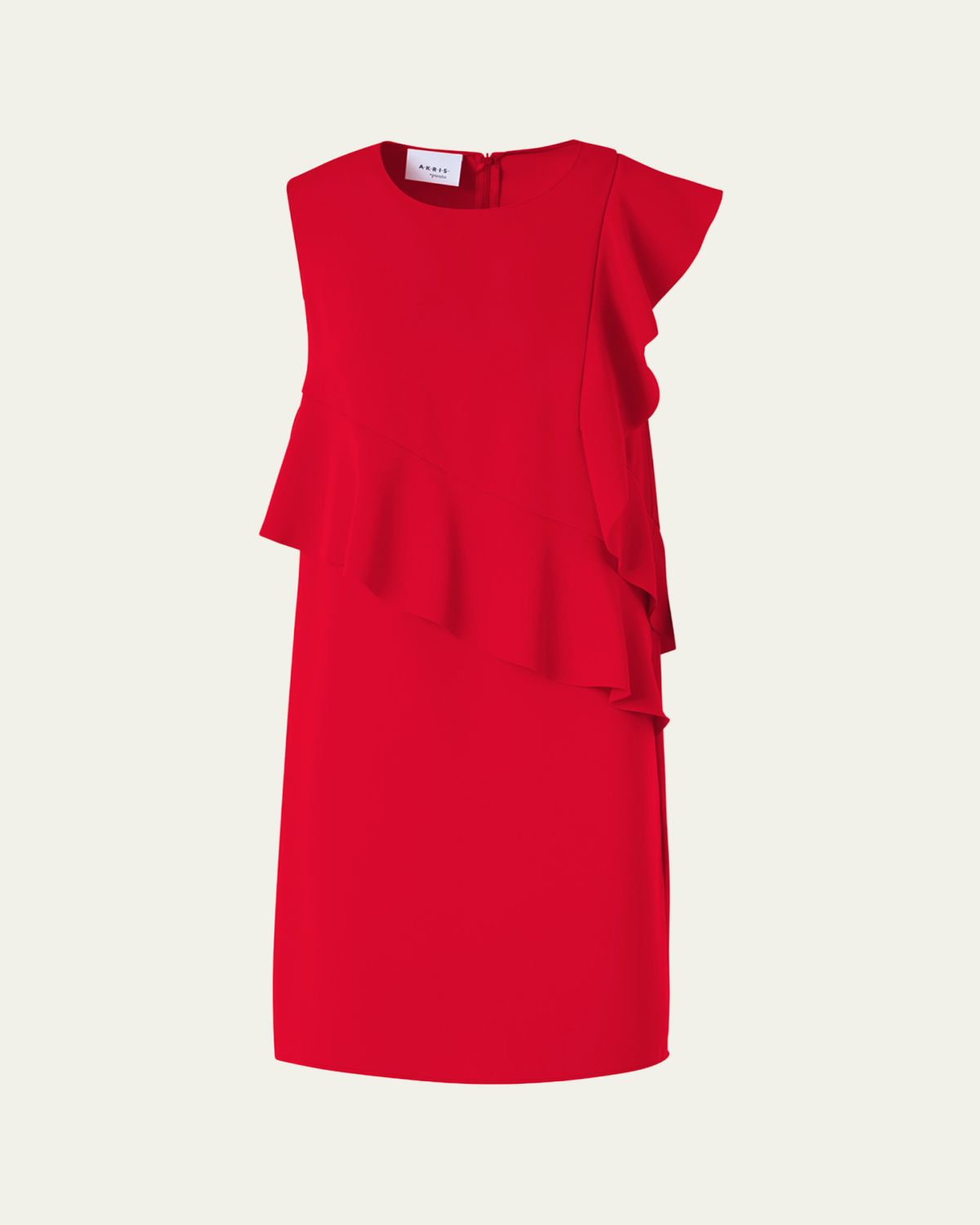 Akris punto Ruffle Sleeveless Mini Shift Dress