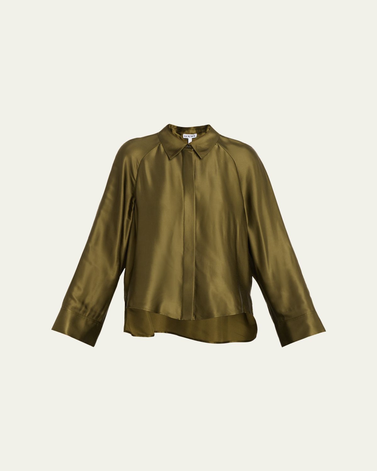 Loewe Satin Button-Down Cape Shirt