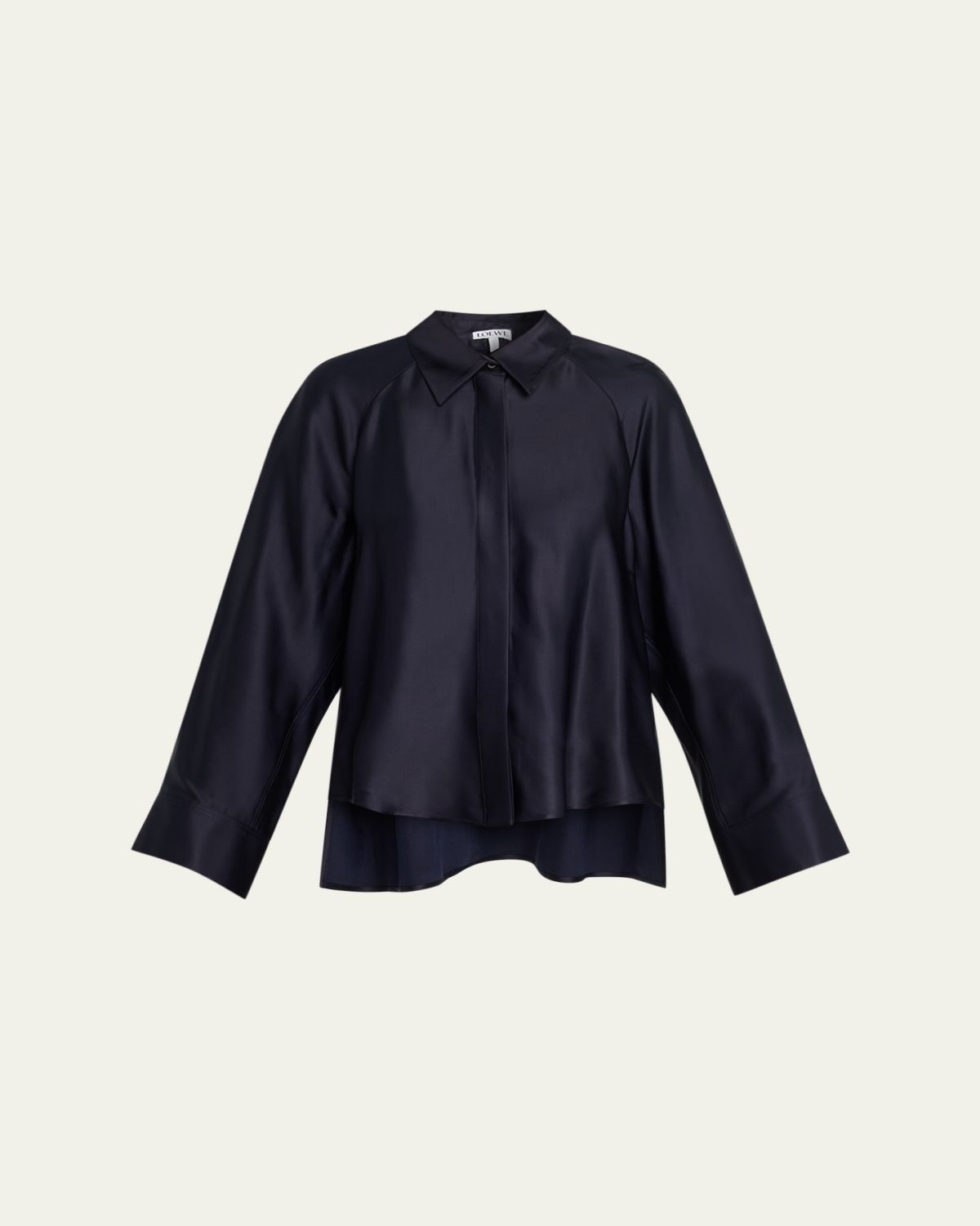 Loewe Satin Button-Down Cape Shirt