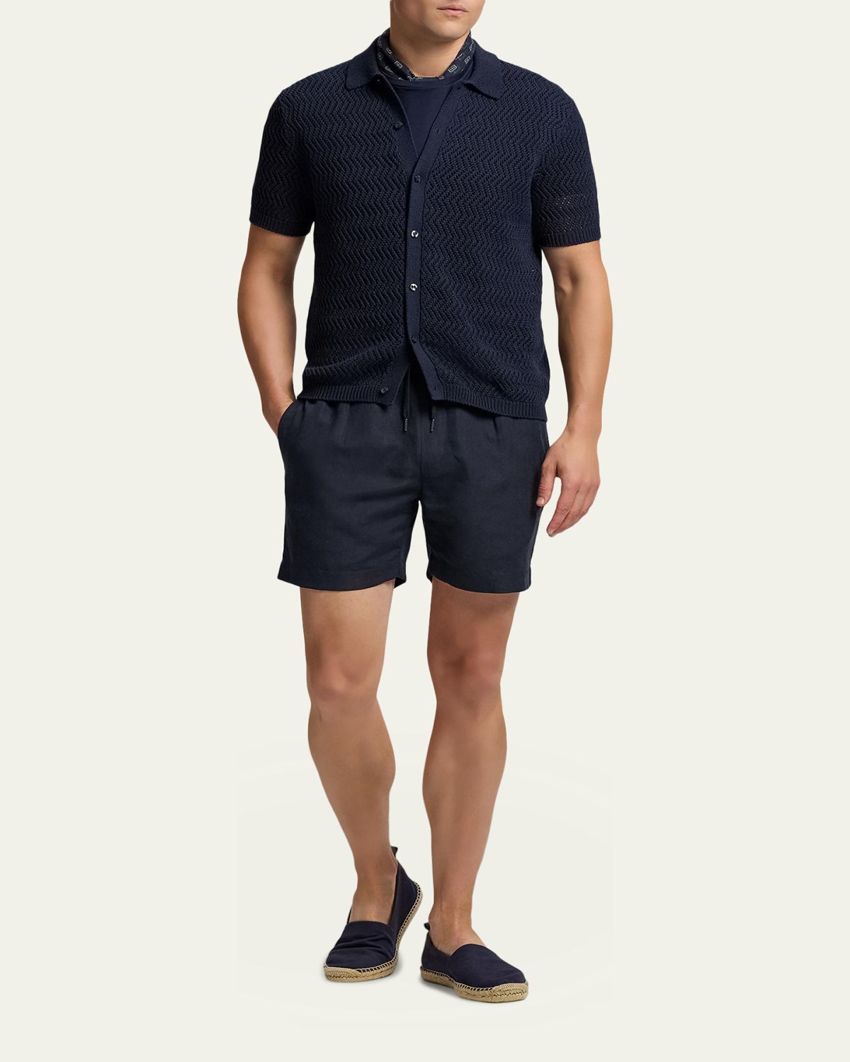 Ralph Lauren Purple Label Men's Cotton Textured Knit Short-Sleeve Shirt | Thumbnail 2 Ralph Lauren Purple Label Men's Cotton Textured Knit Short-Sleeve Shirt | Thumbnail 2