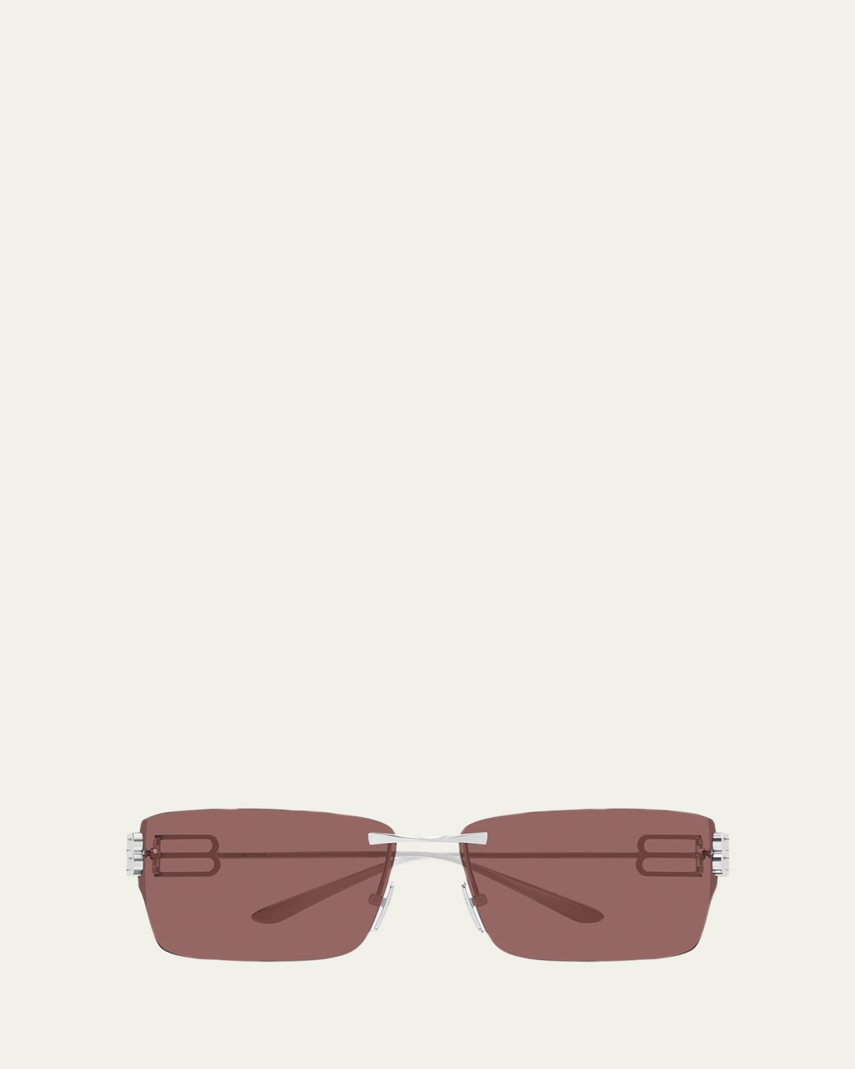 Balenciaga 76mm Metal Rectangular Sunglasses