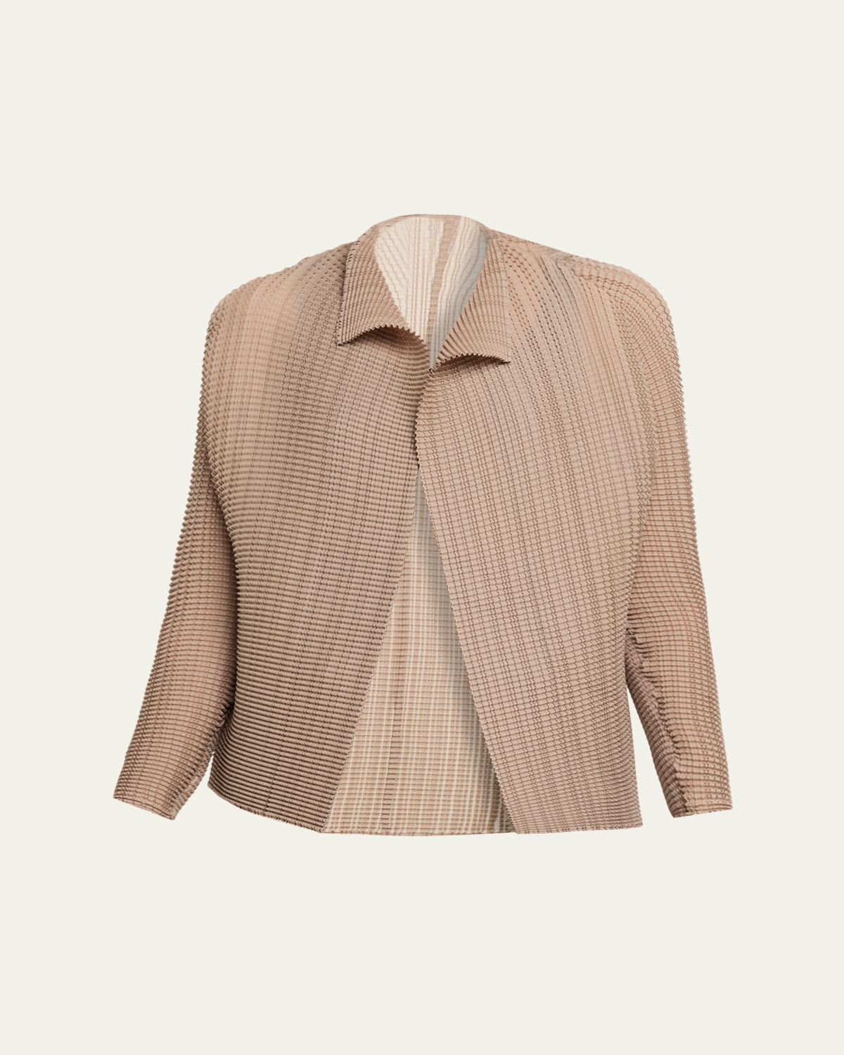 Issey Miyake Textured Pleated Long-Sleeve Open Jacket