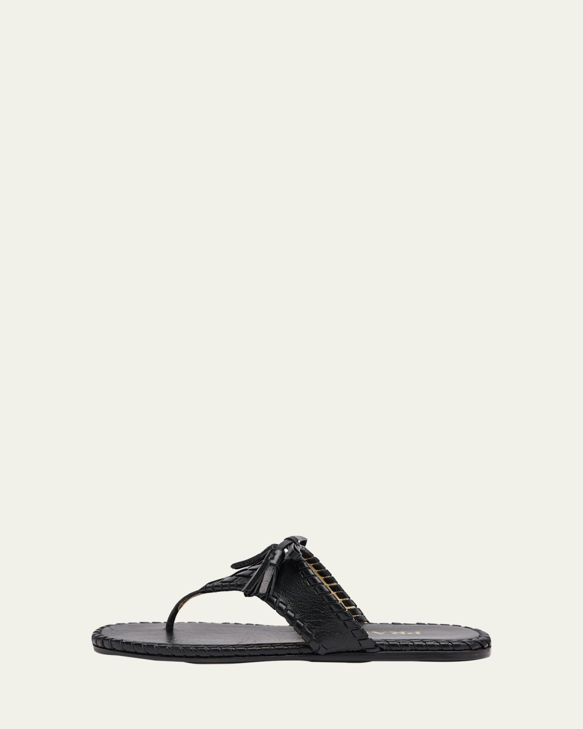 Prada Sienna Threaded Leather Thong Sandals