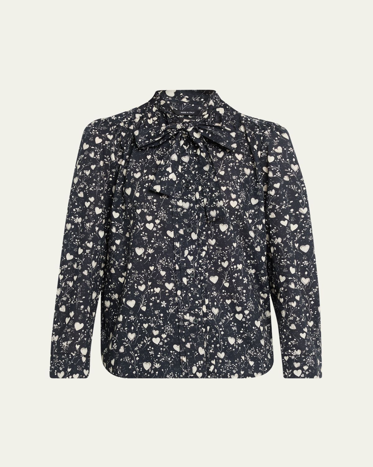 R13 ong-Sleeve Tie-Neck Cotton Shirt