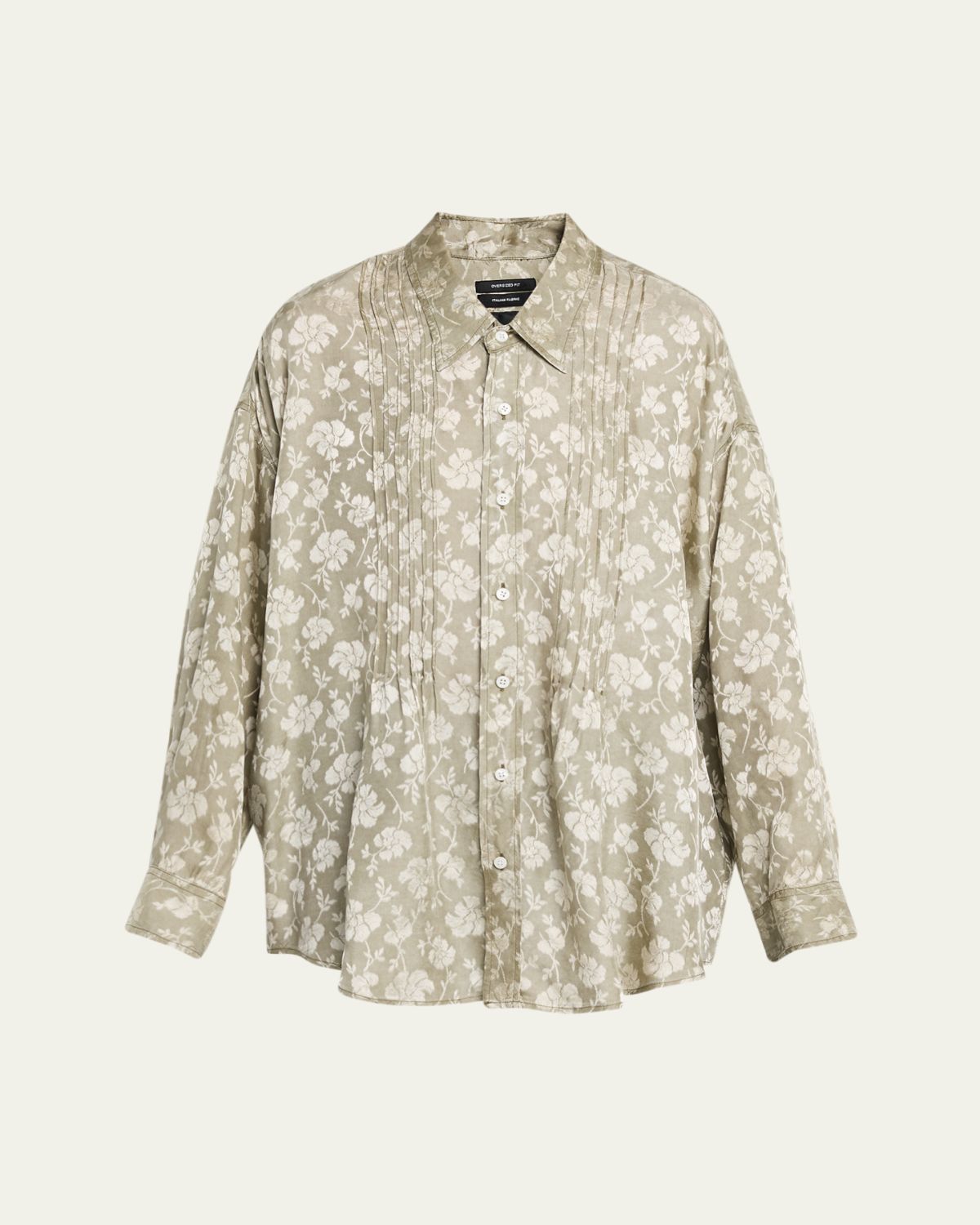 R13 Floral Pintuck Long-leeve hirt