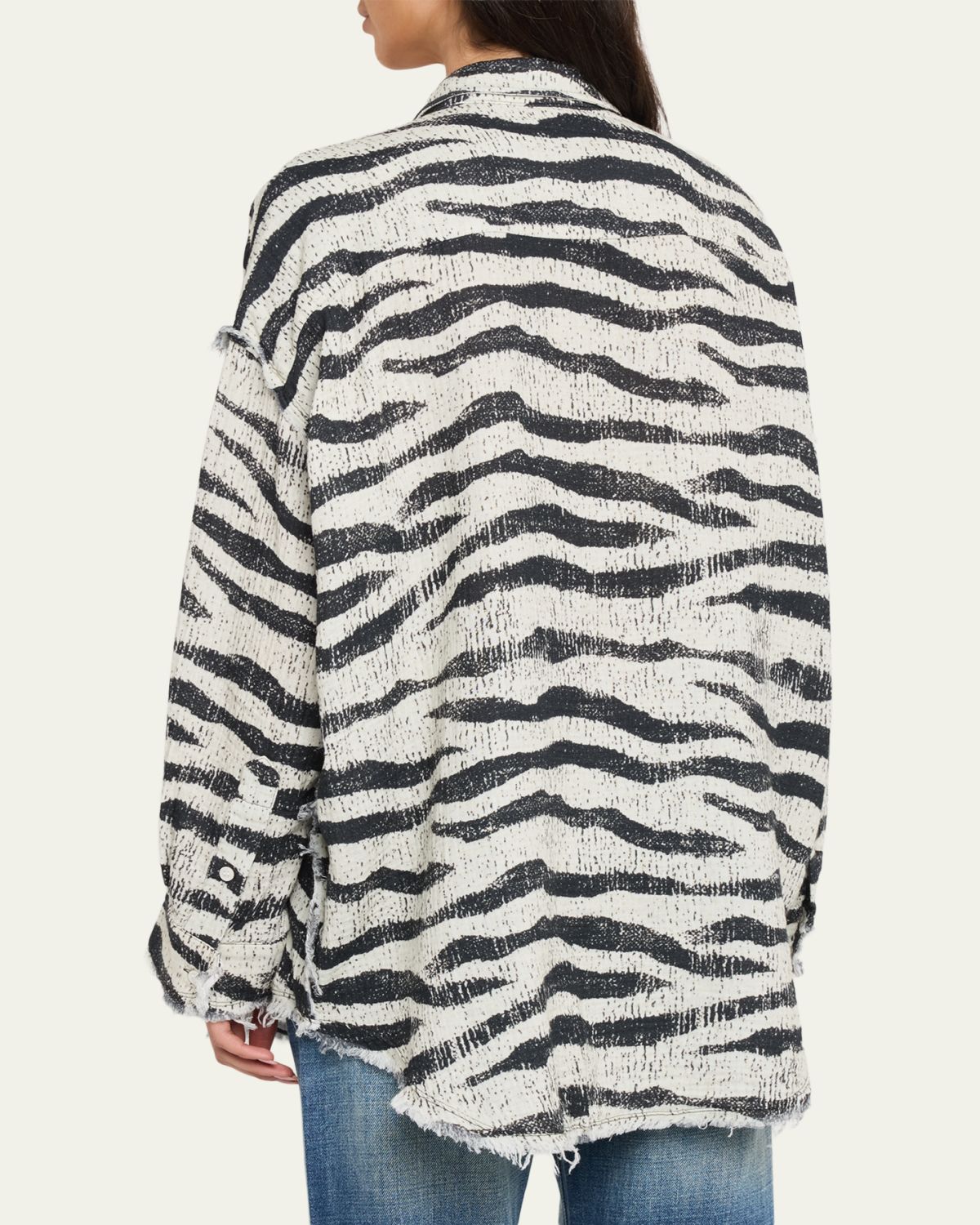 R13 Shredded Seam Drop-Neck Zebra-Print Shirt | Thumbnail 3