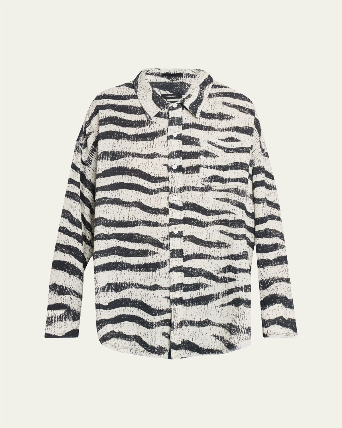 R13 hredded eam Drop-Neck Zebra-Print hirt