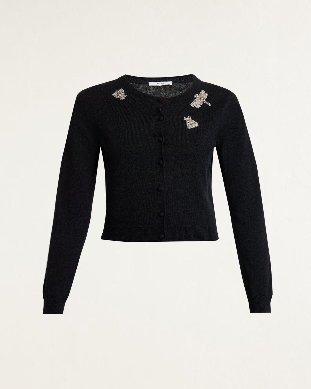Erdem Crystal Bug Alpaca Crewneck Cardigan