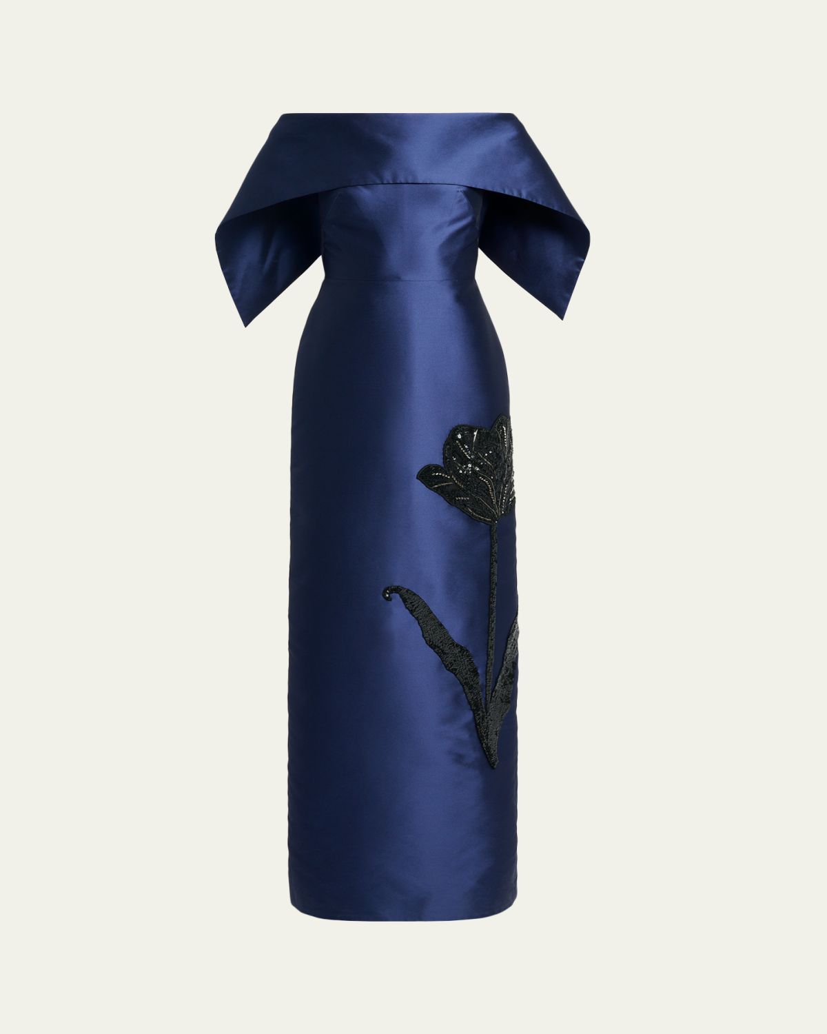 Erdem Tulip Embroidered Off-The-Shoulder Satin Gown