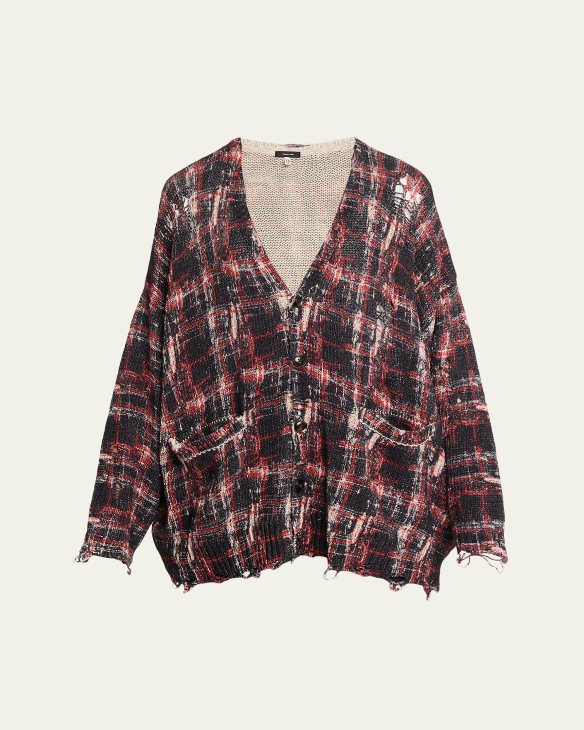 R13 Distressed Oversized Plaid Boyfriend Cardigan | Thumbnail 6 R13 Distressed Oversized Plaid Boyfriend Cardigan | Thumbnail 6