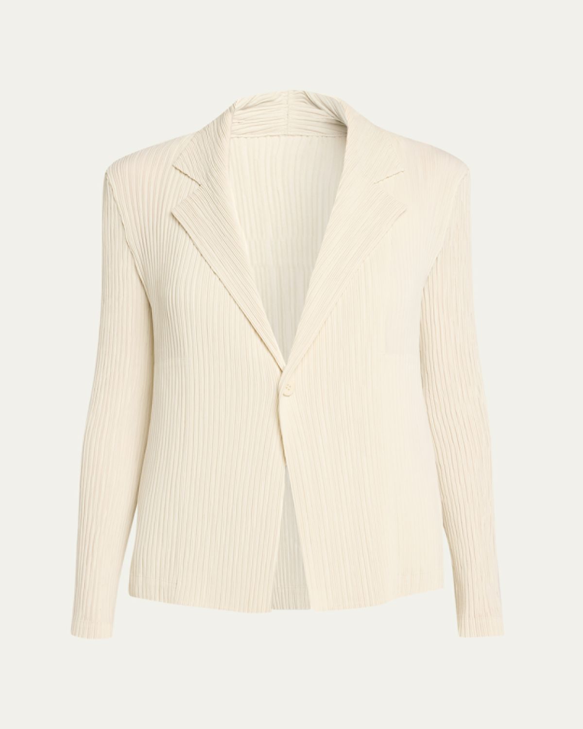 Issey Miyake Hatching Plisse Knit Single-Breasted Jacket