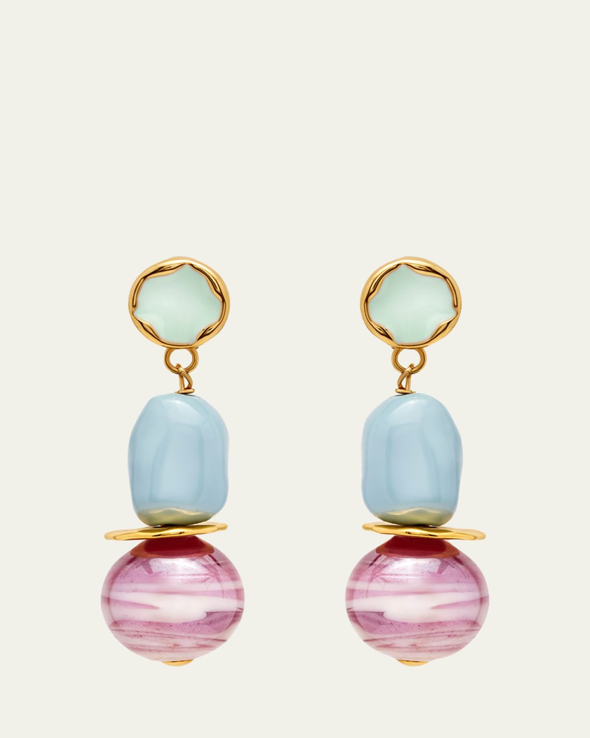 Oscar de la Renta Sea Glass Drop Clip-On Earrings