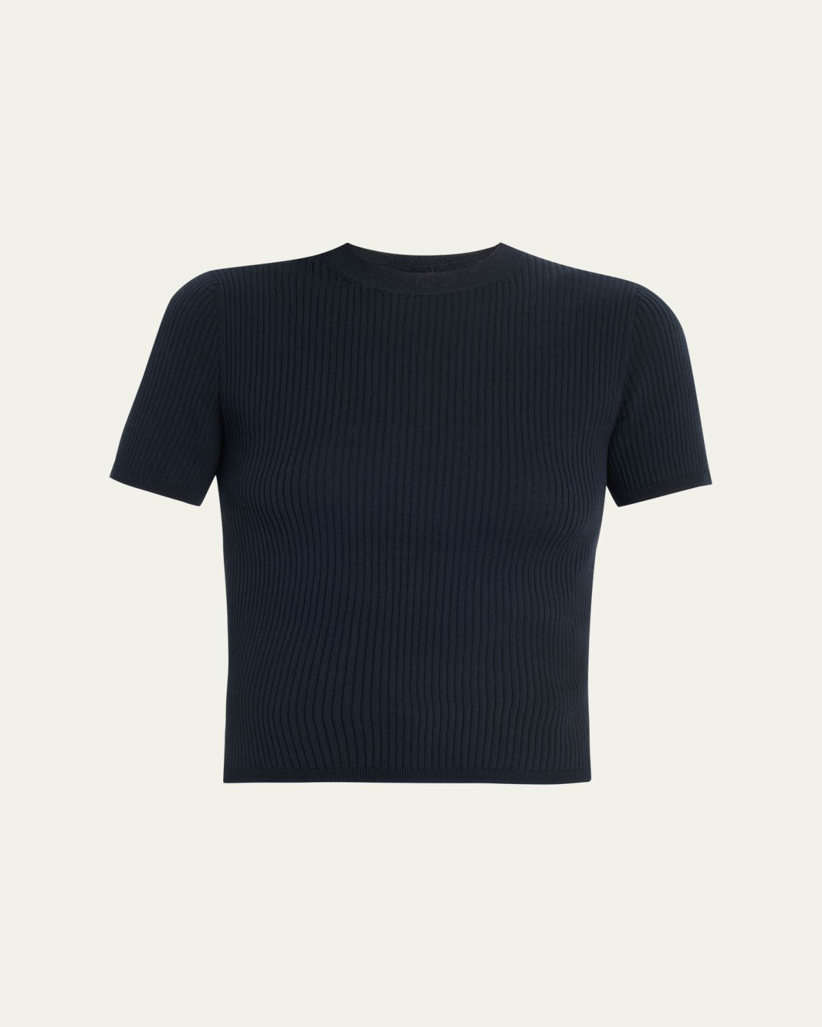 Nili Lotan Dorset Cotton Rib Short-Sleeve Sweater