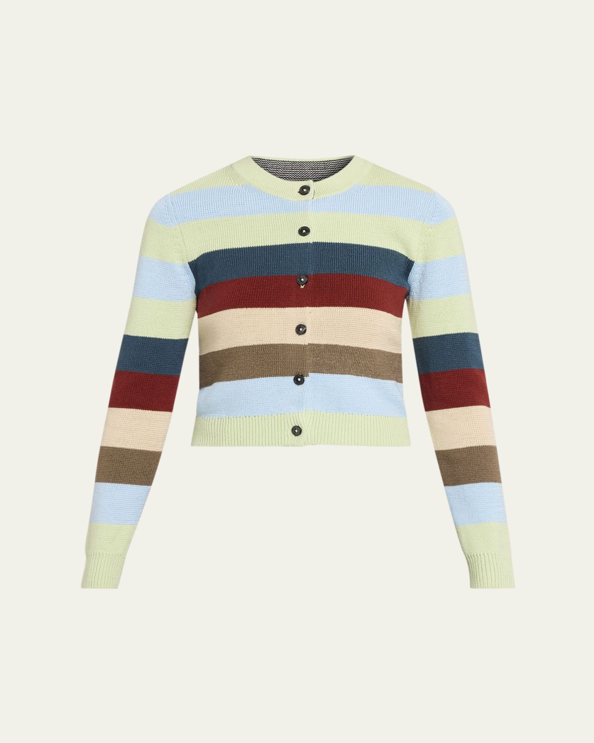 CHRISTOPHER JOHN ROGERS Striped Crop Crewneck Cardigan - Women's Clothing