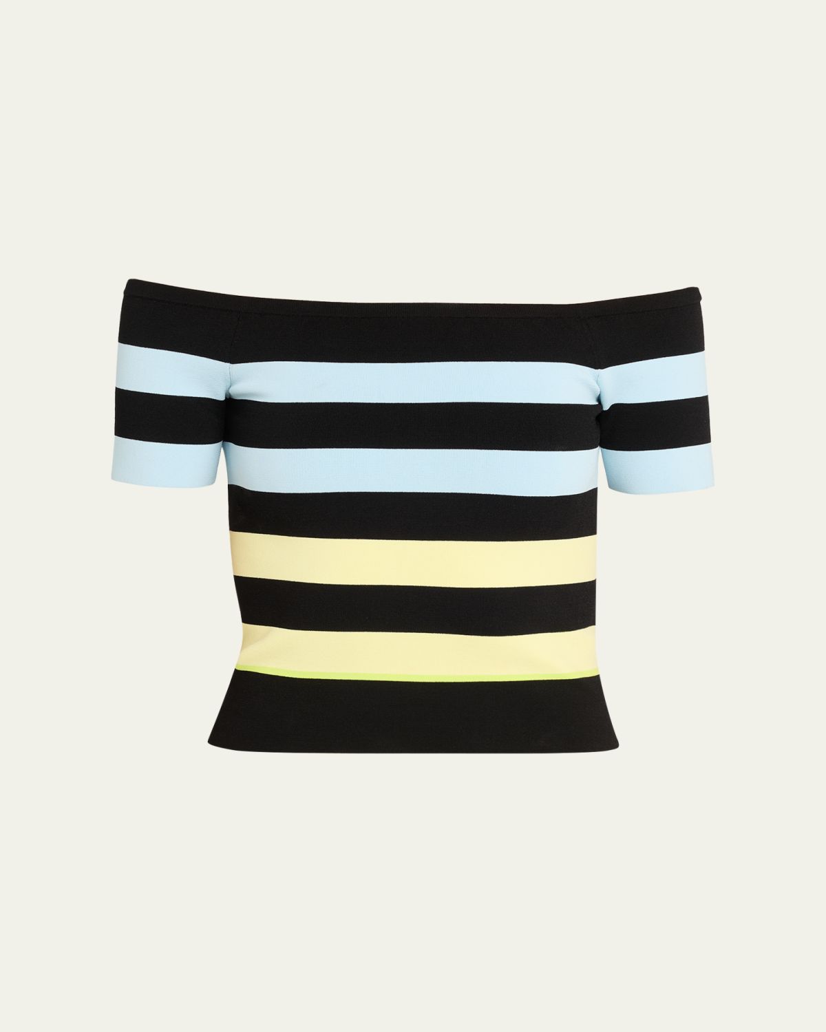 CHRISTOPHER JOHN ROGERS Off-The-Shoulder Striped Body-con Knit Top