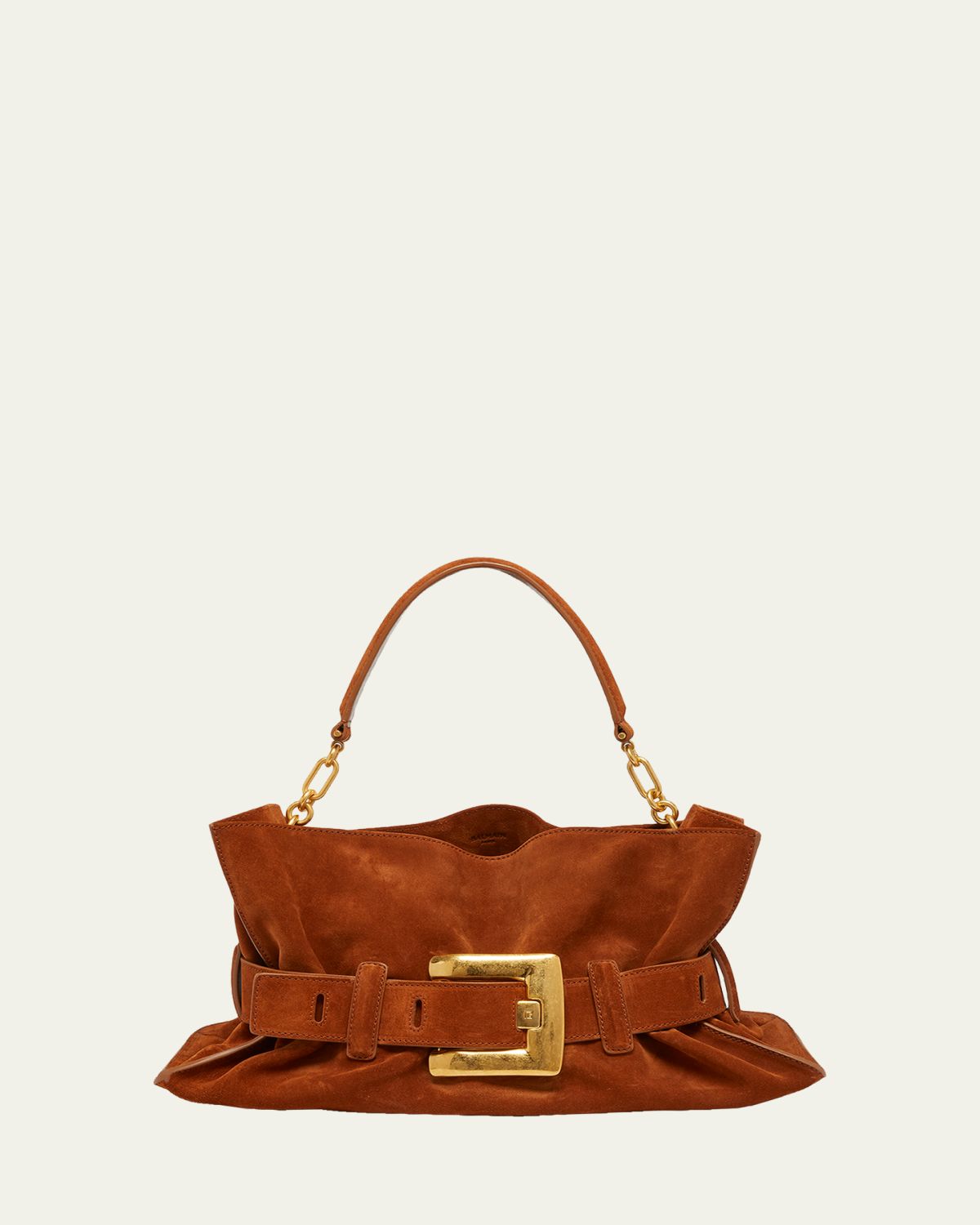 Balmain Anthem Medium Shoulder Bag in Suede