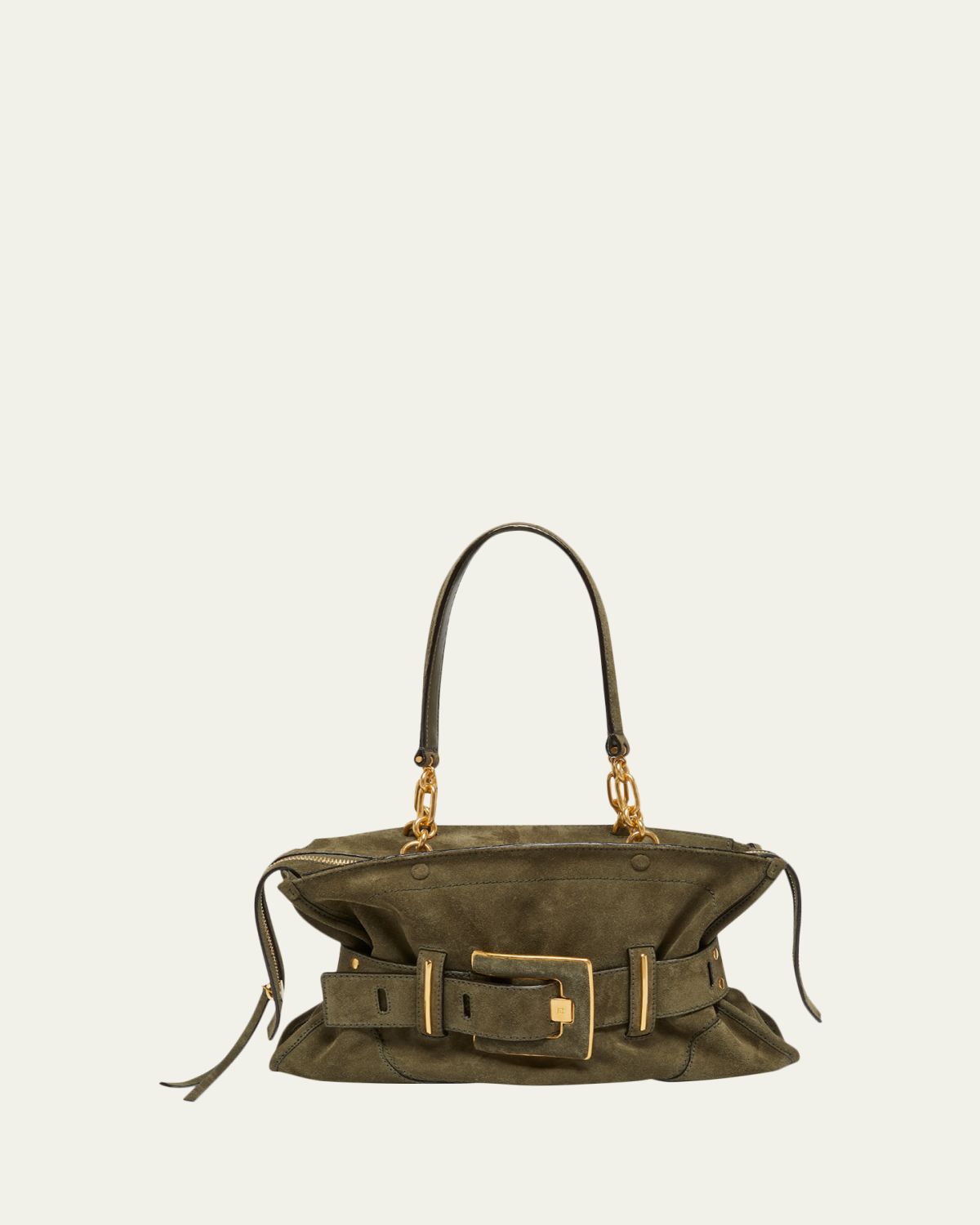 Balmain Anthem Belted Shoulder Bag in Suede