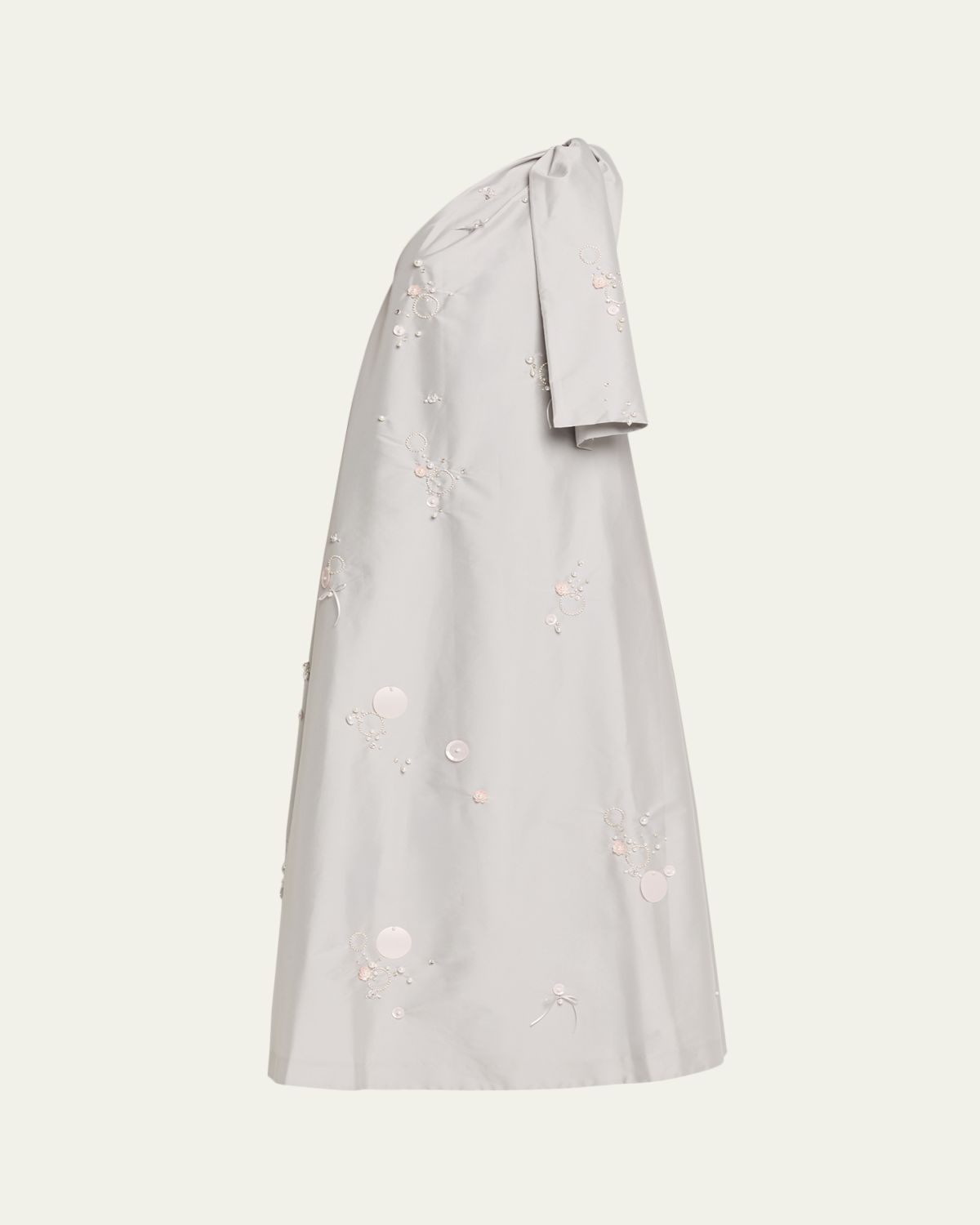 BERNADETTE Winnie One-Shoulder Bow Embellished Taffeta Gown