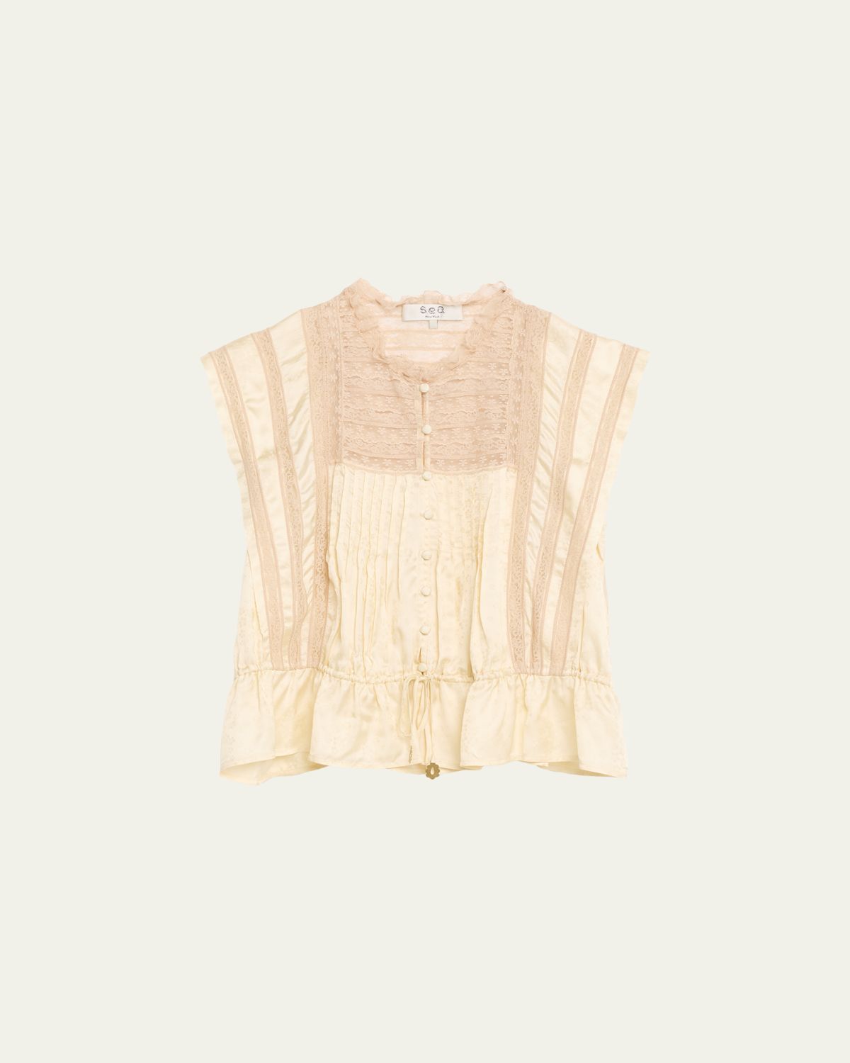 Sea Ethel Lace-Embroidered Satin Top
