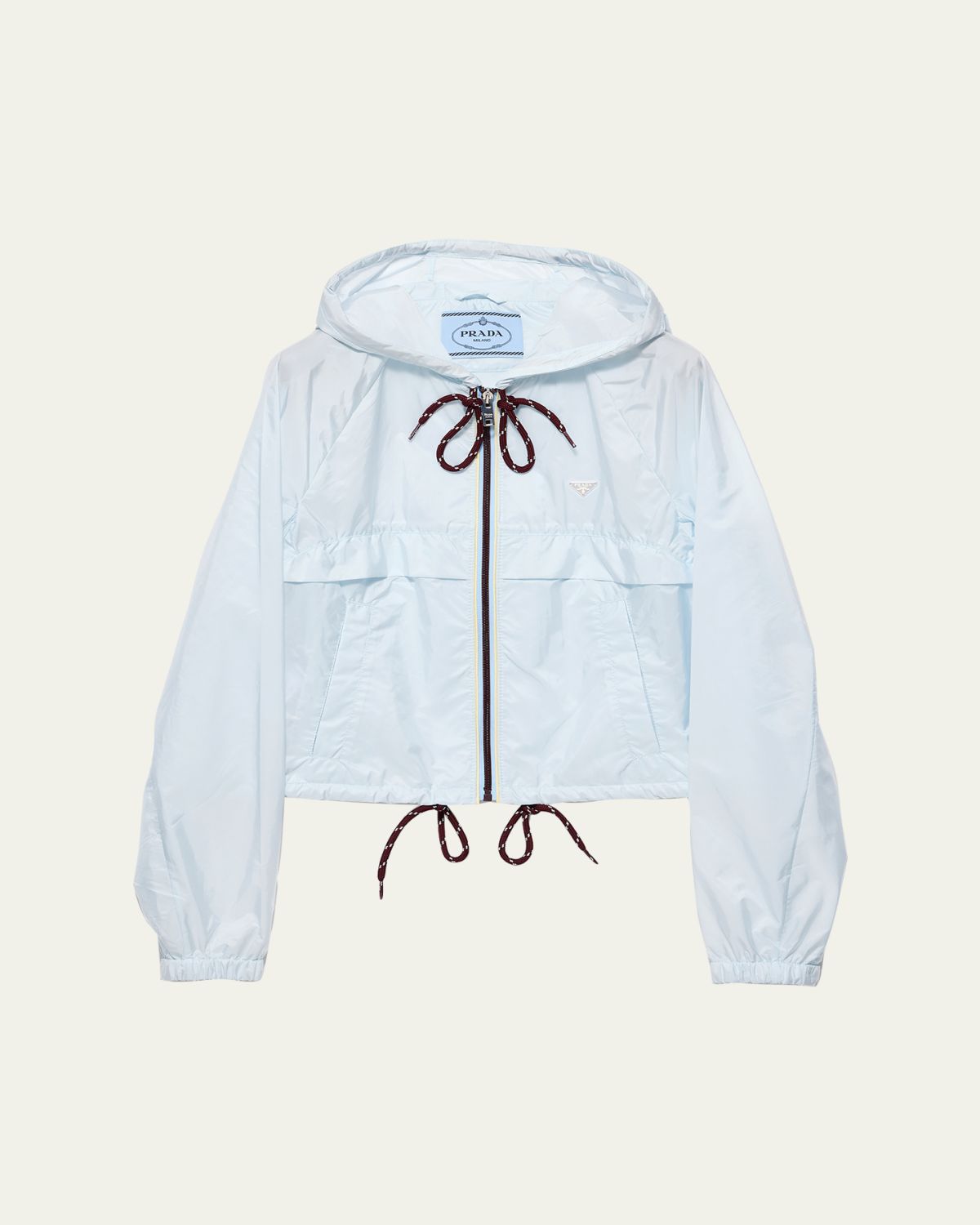 Prada Cropped Re-Nylon Hooded Zip Jacket