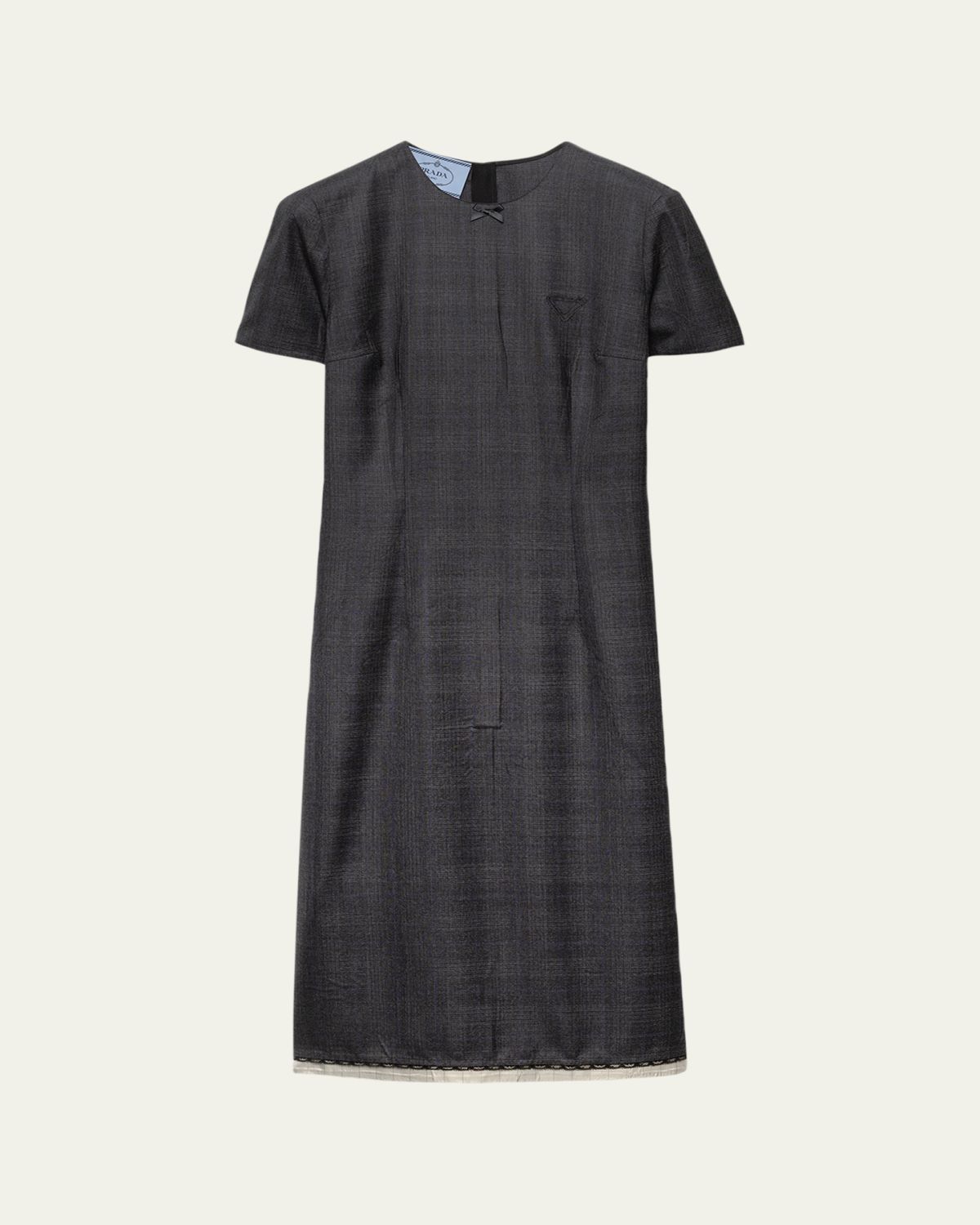 Prada Checkered Wool Short-Sleeve Dress