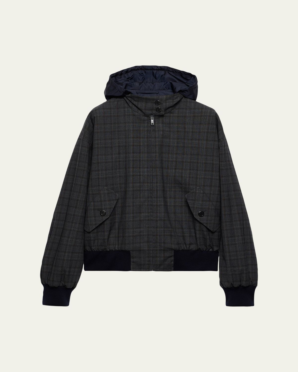 Prada Prince Of Wales Checked Wool Jacket With Hood | Thumbnail 5