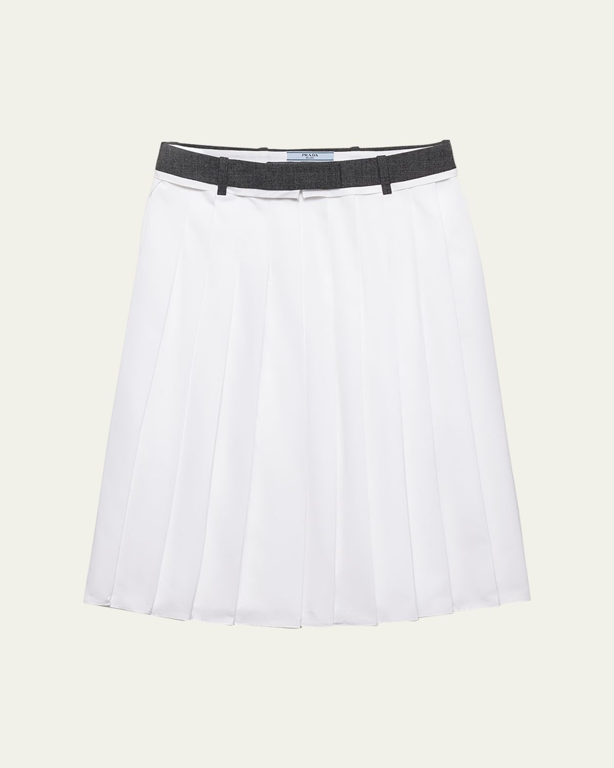 Prada Pleated Poplin And Rush Stitch Midi Skirt | Thumbnail 5 Prada Pleated Poplin And Rush Stitch Midi Skirt | Thumbnail 5