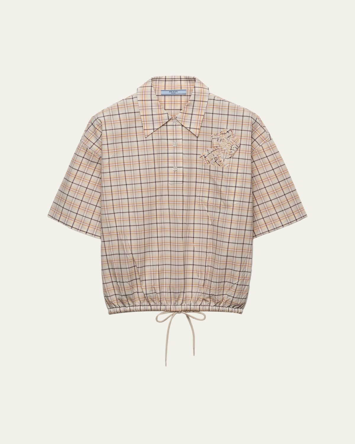Prada Embroidered Check Cotton Polo Top | Thumbnail 6 Prada Embroidered Check Cotton Polo Top | Thumbnail 6