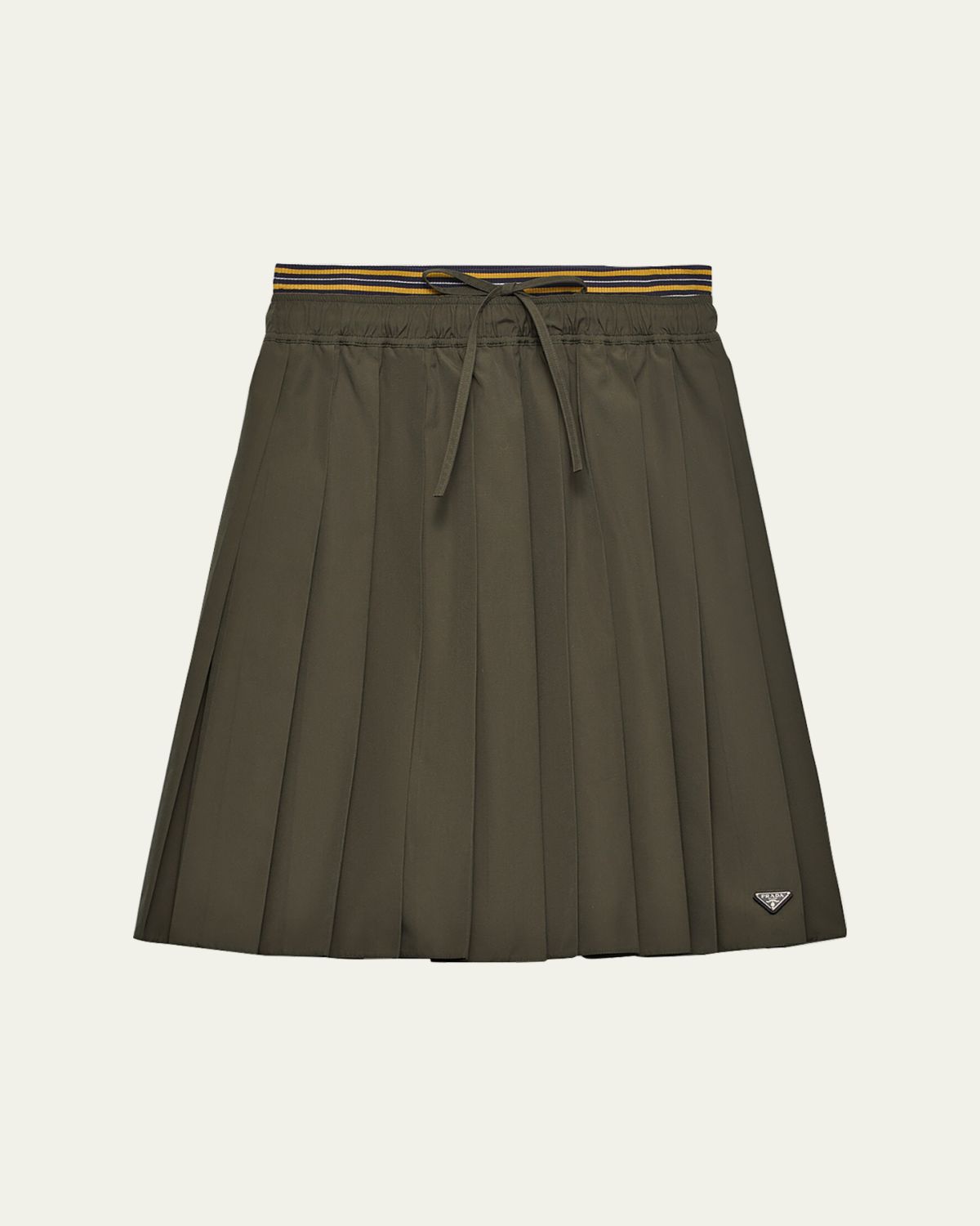 Prada Layered Cotton Pleated Pull-On Skirt