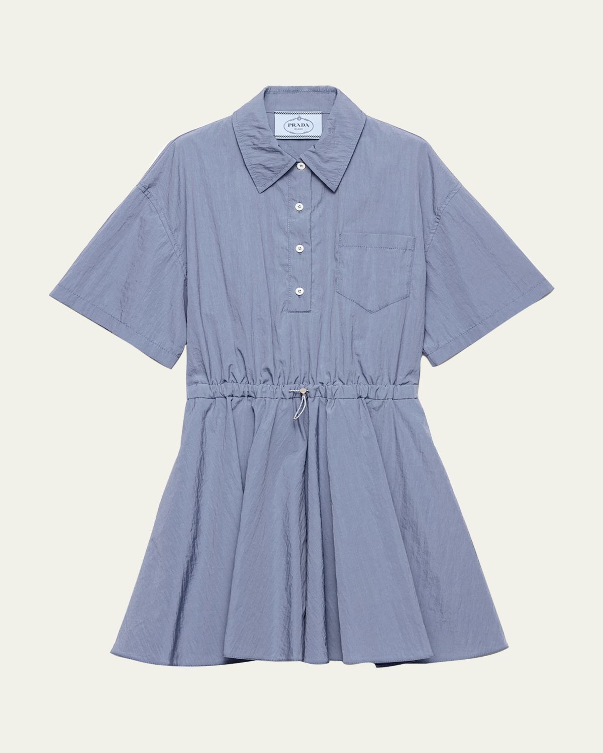 Prada Re-Nylon Drawstring Mini Shirtdress | Thumbnail 6