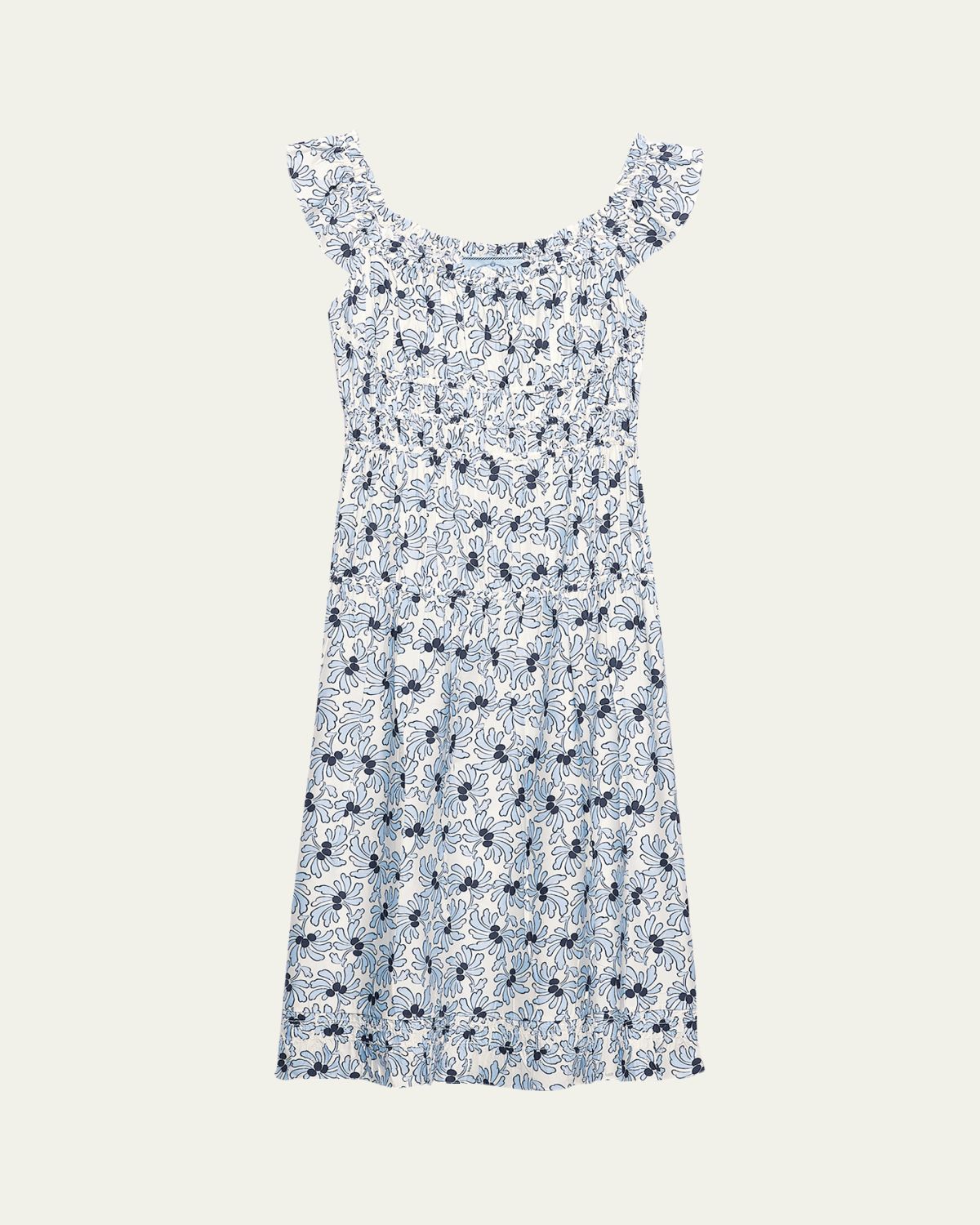 Prada Floral-Print Pongé Sleeveless Midi Dress