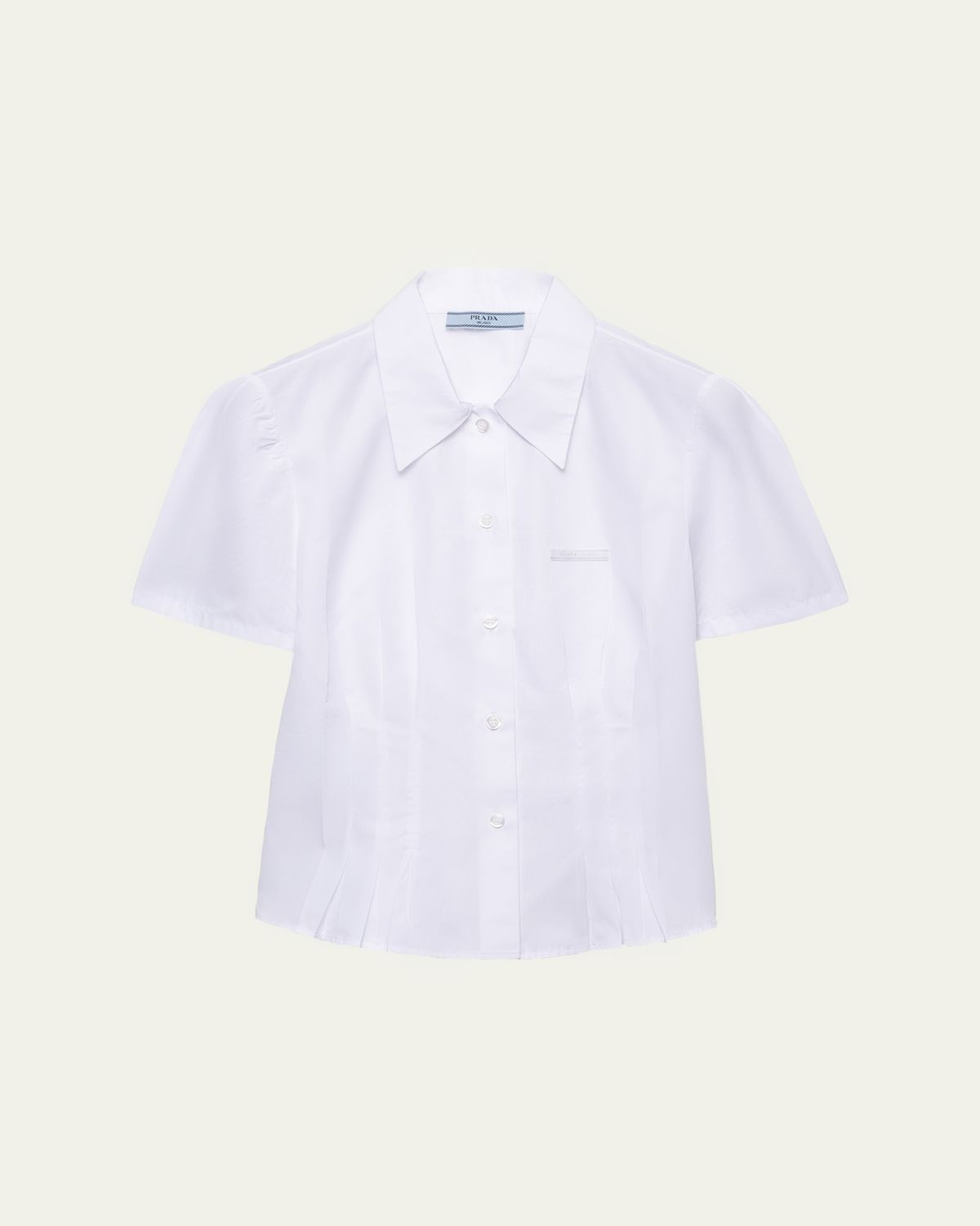 Prada Pleated Cotton Short-Sleeve Polo Top | Thumbnail 5 Prada Pleated Cotton Short-Sleeve Polo Top | Thumbnail 5