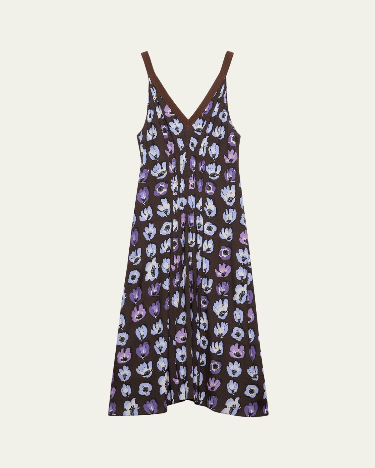 Prada Floral-Print Gathered Sleeveless Midi Dress